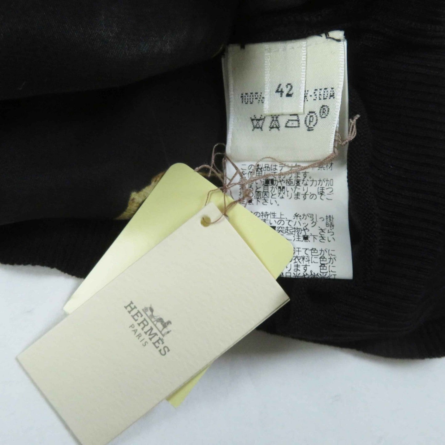 HERMES knit silk Black gold 42
