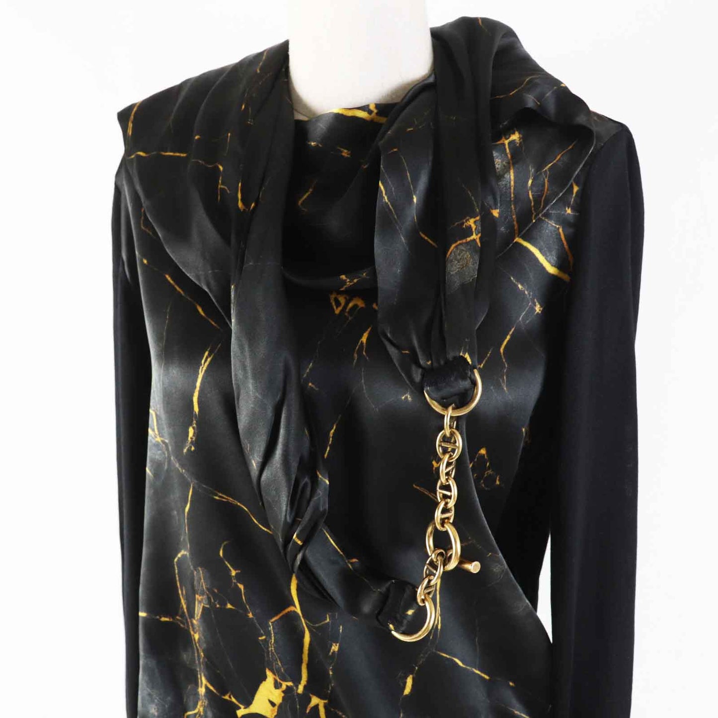 HERMES knit silk Black gold 42