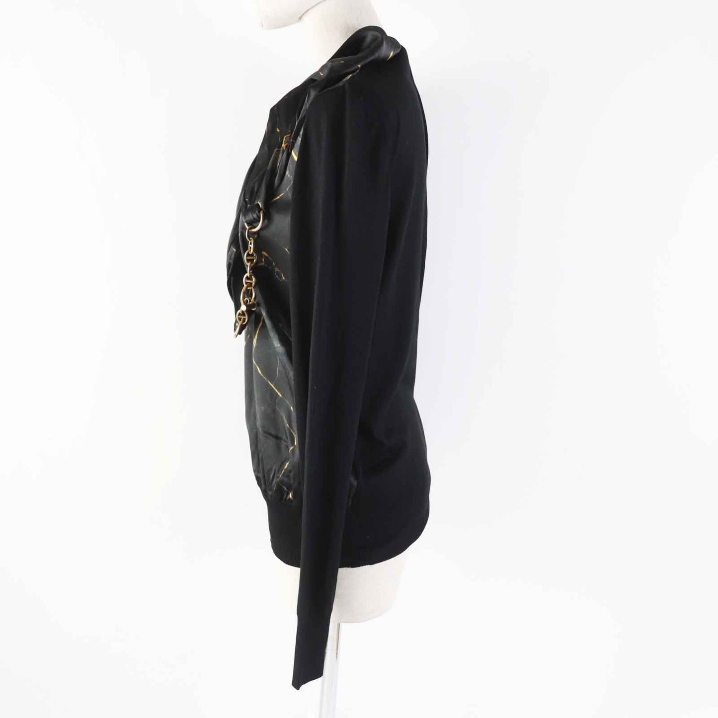 HERMES knit silk Black gold 42