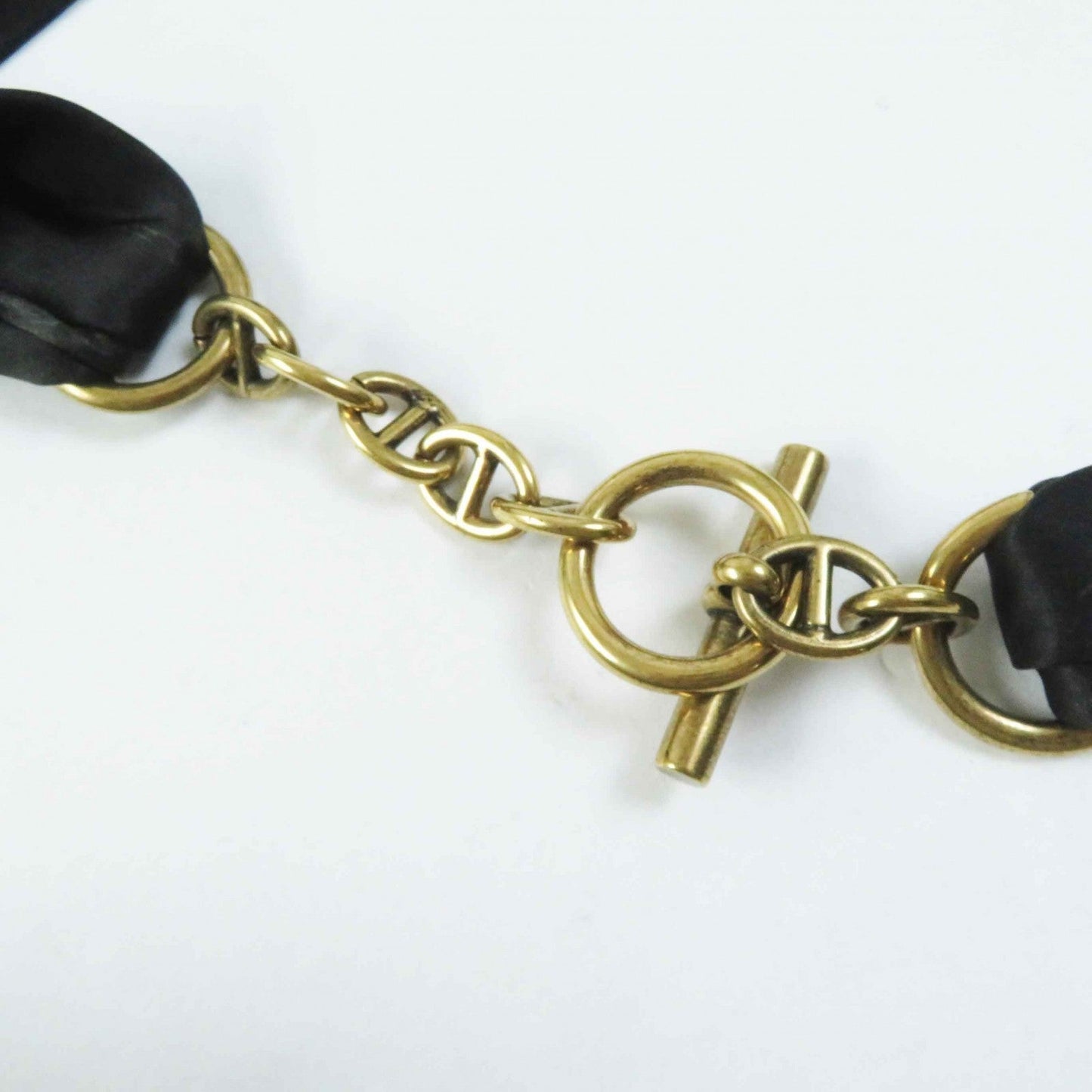 HERMES knit silk Black gold 42