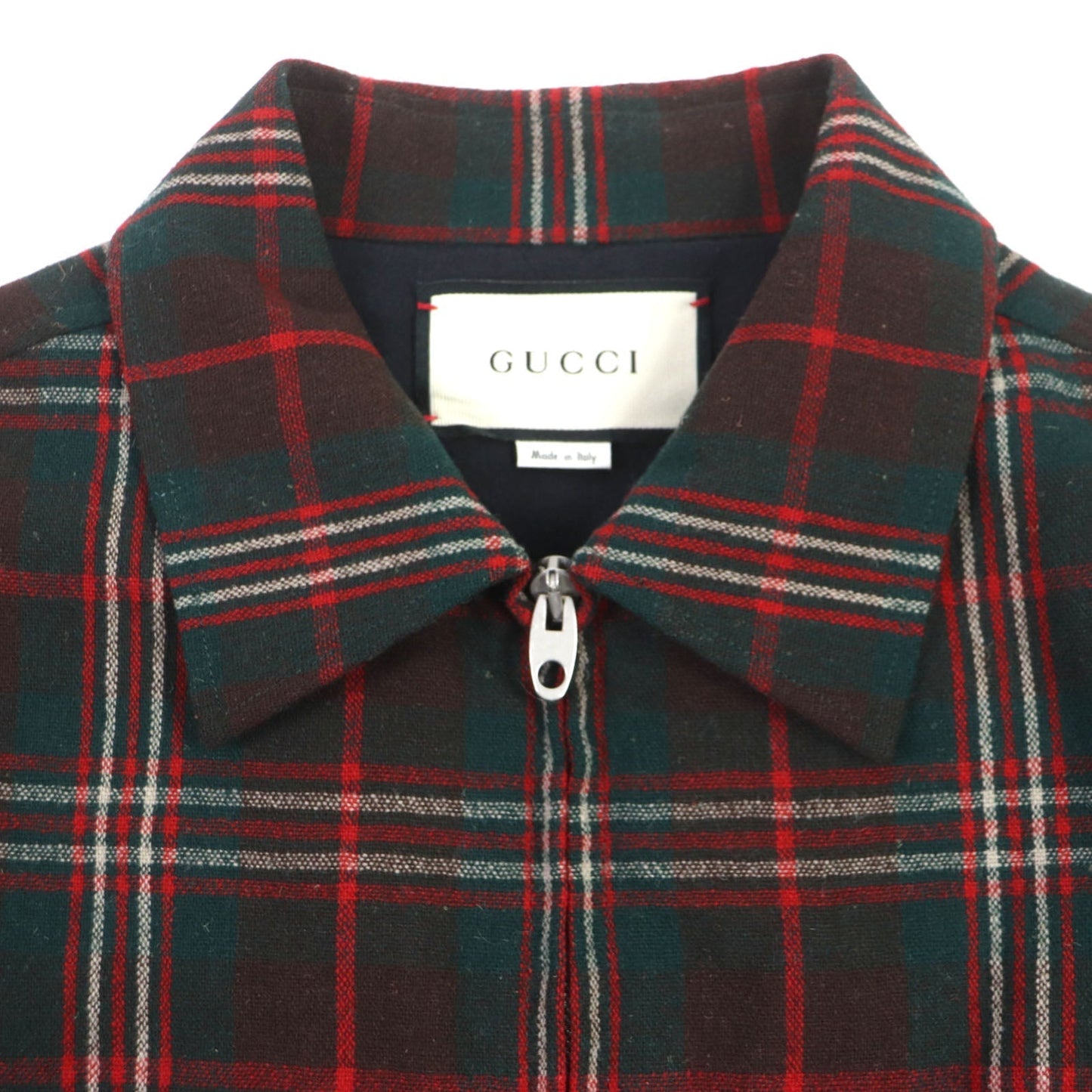 GUCCI Jacket 605724 wool Red green WOOL ZIPUP SHERT 44