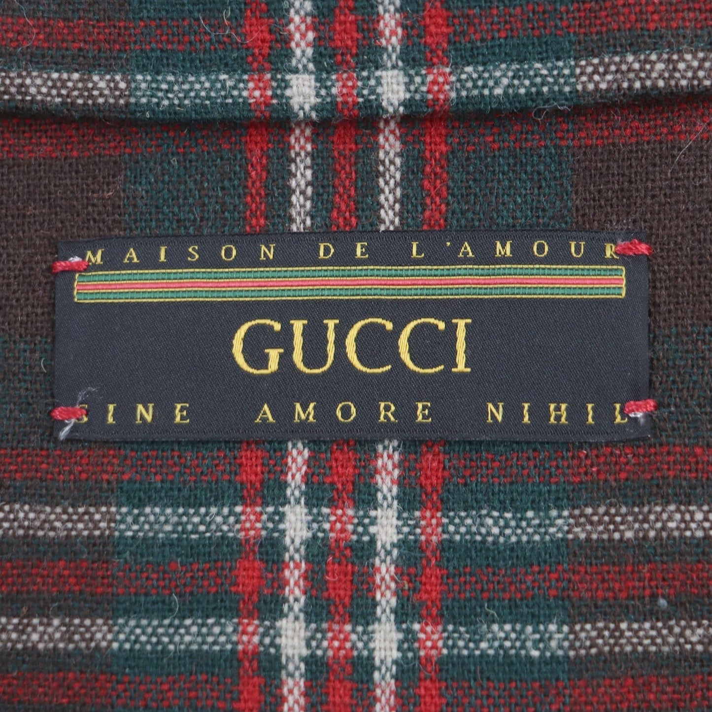 GUCCI Jacket 605724 wool Red green WOOL ZIPUP SHERT 44