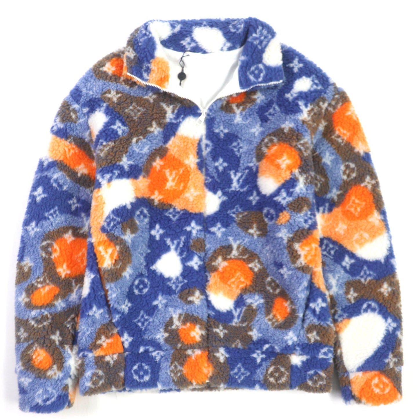 LOUIS VUITTON Blouson 1AAU8L polyester Navy orange Monogram jacquard camo fleece M
