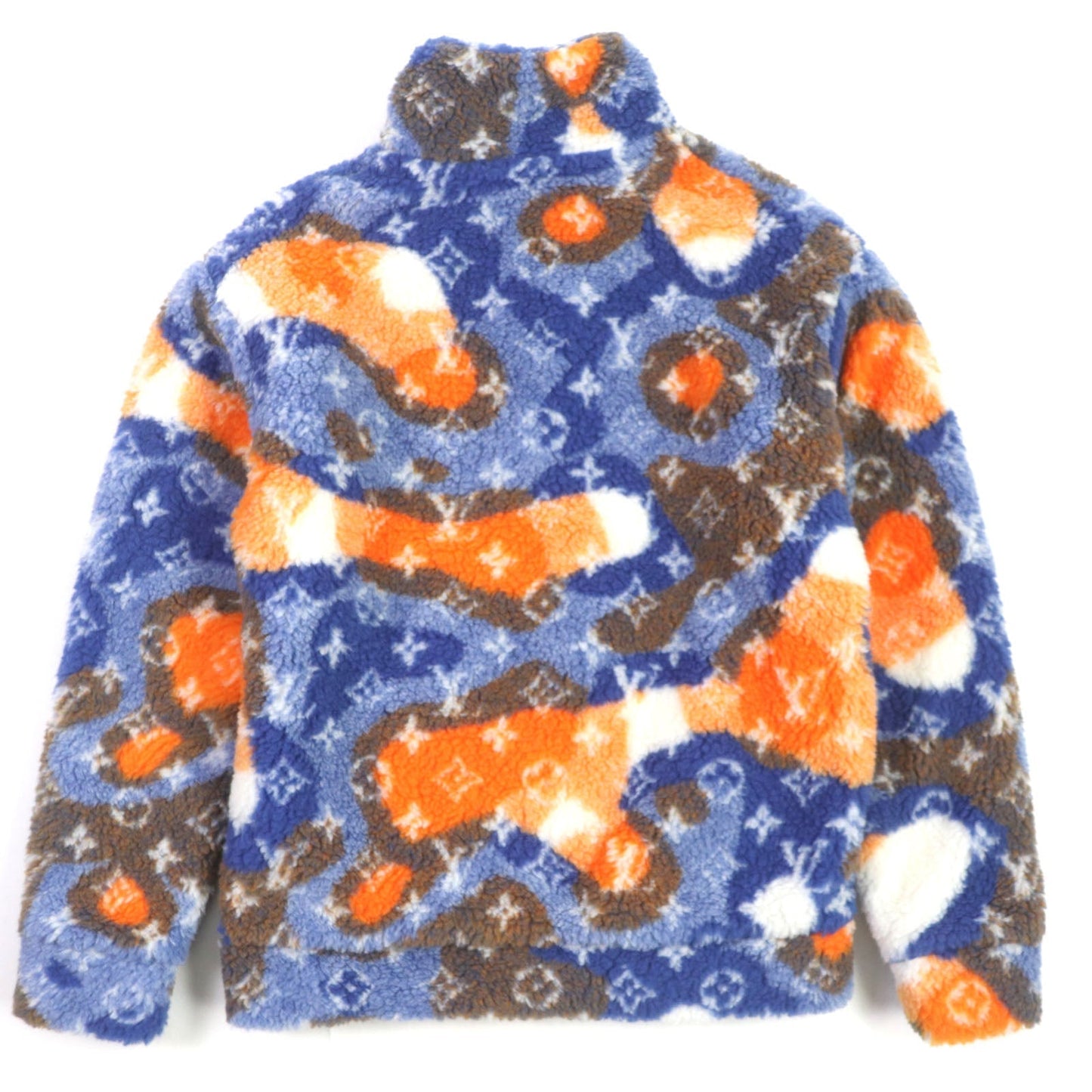 LOUIS VUITTON Blouson 1AAU8L polyester Navy orange Monogram jacquard camo fleece M