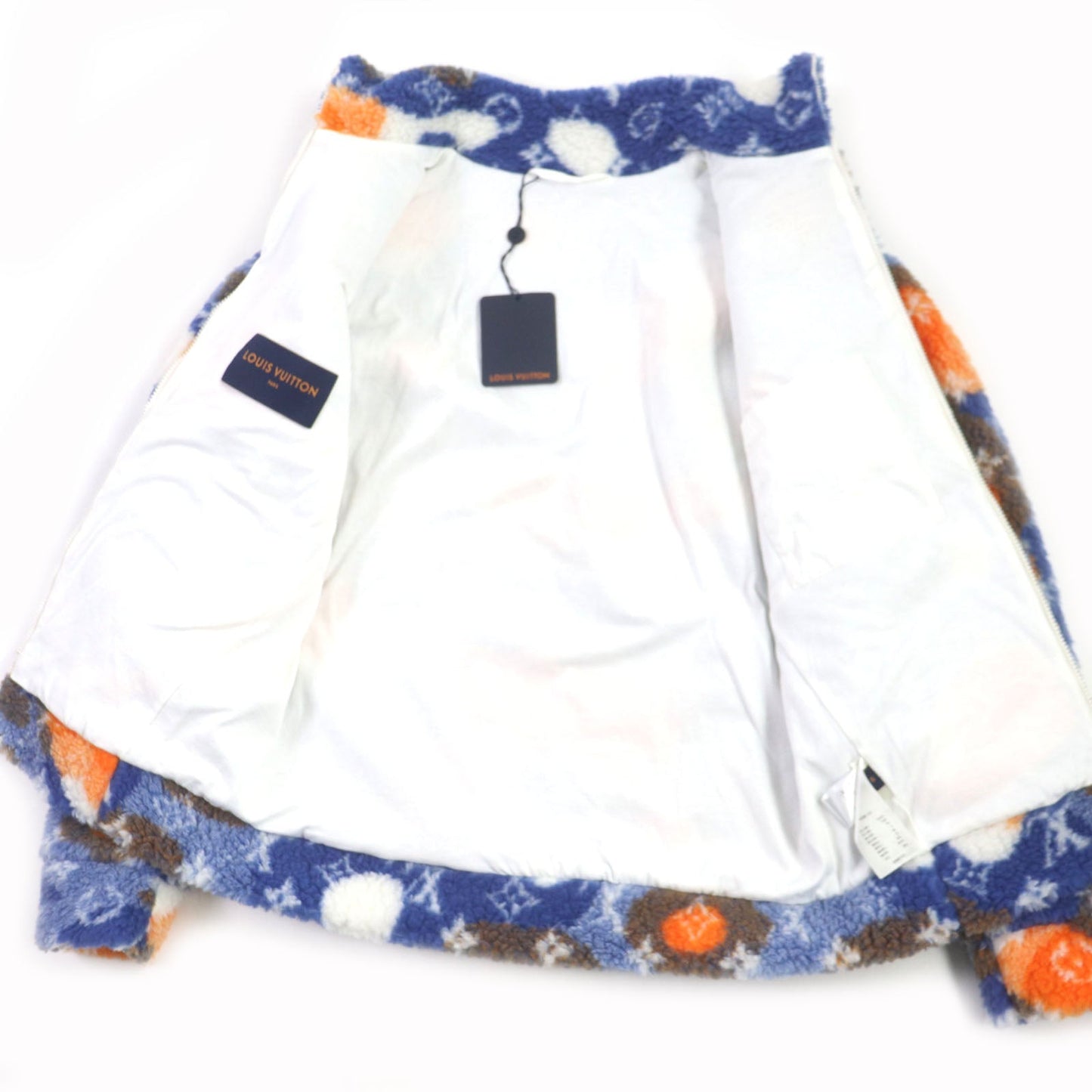 LOUIS VUITTON Blouson 1AAU8L polyester Navy orange Monogram jacquard camo fleece M