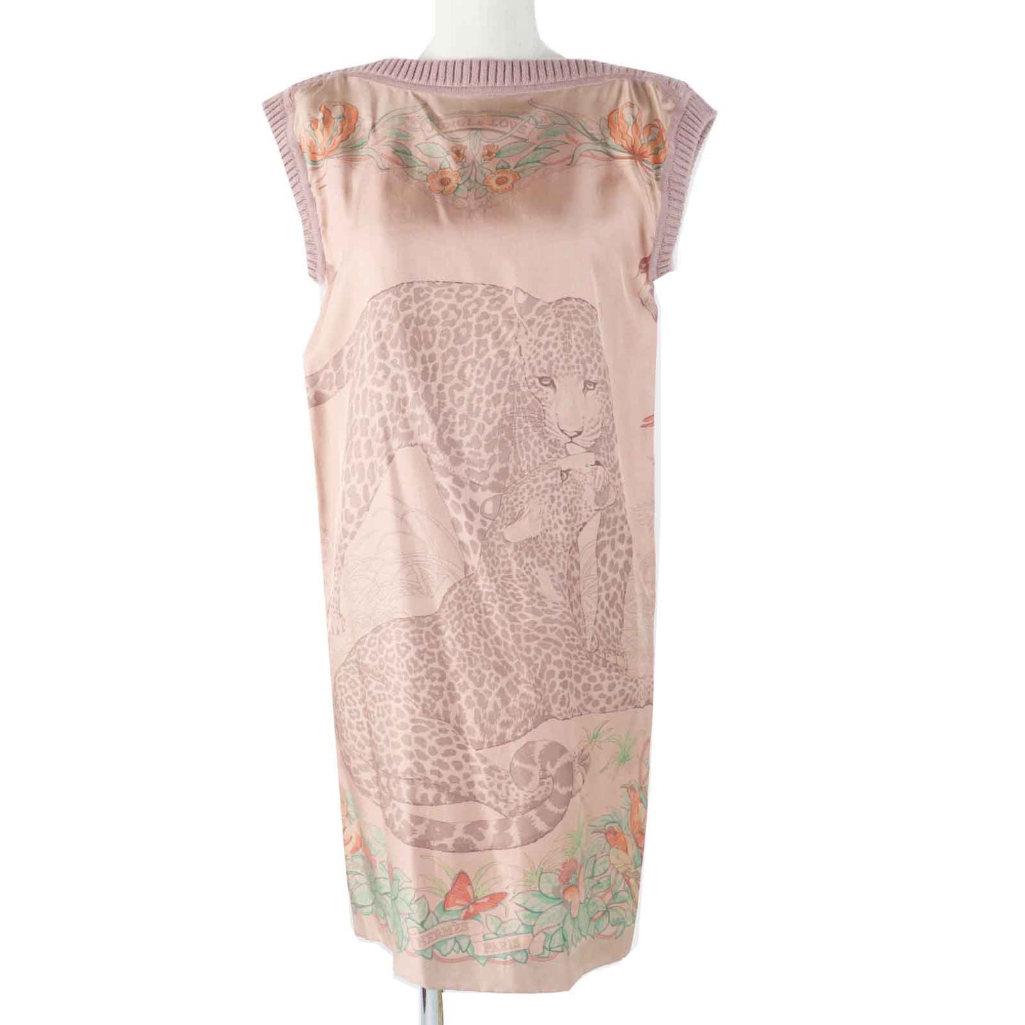 HERMES one piece Main: 100% silk, Main: 100% alpaca pink JUNGLE LOVE Women 36 Used