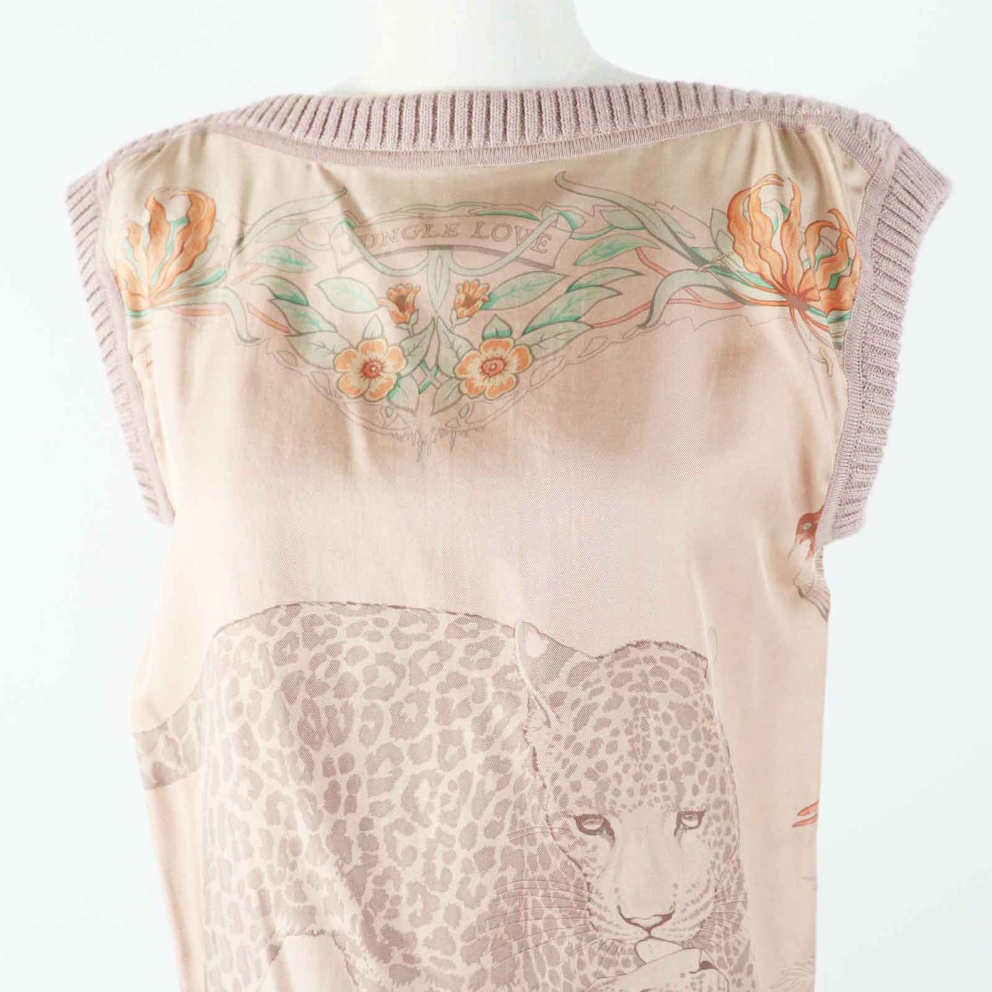 HERMES one piece Main: 100% silk, Main: 100% alpaca pink JUNGLE LOVE Women 36 Used