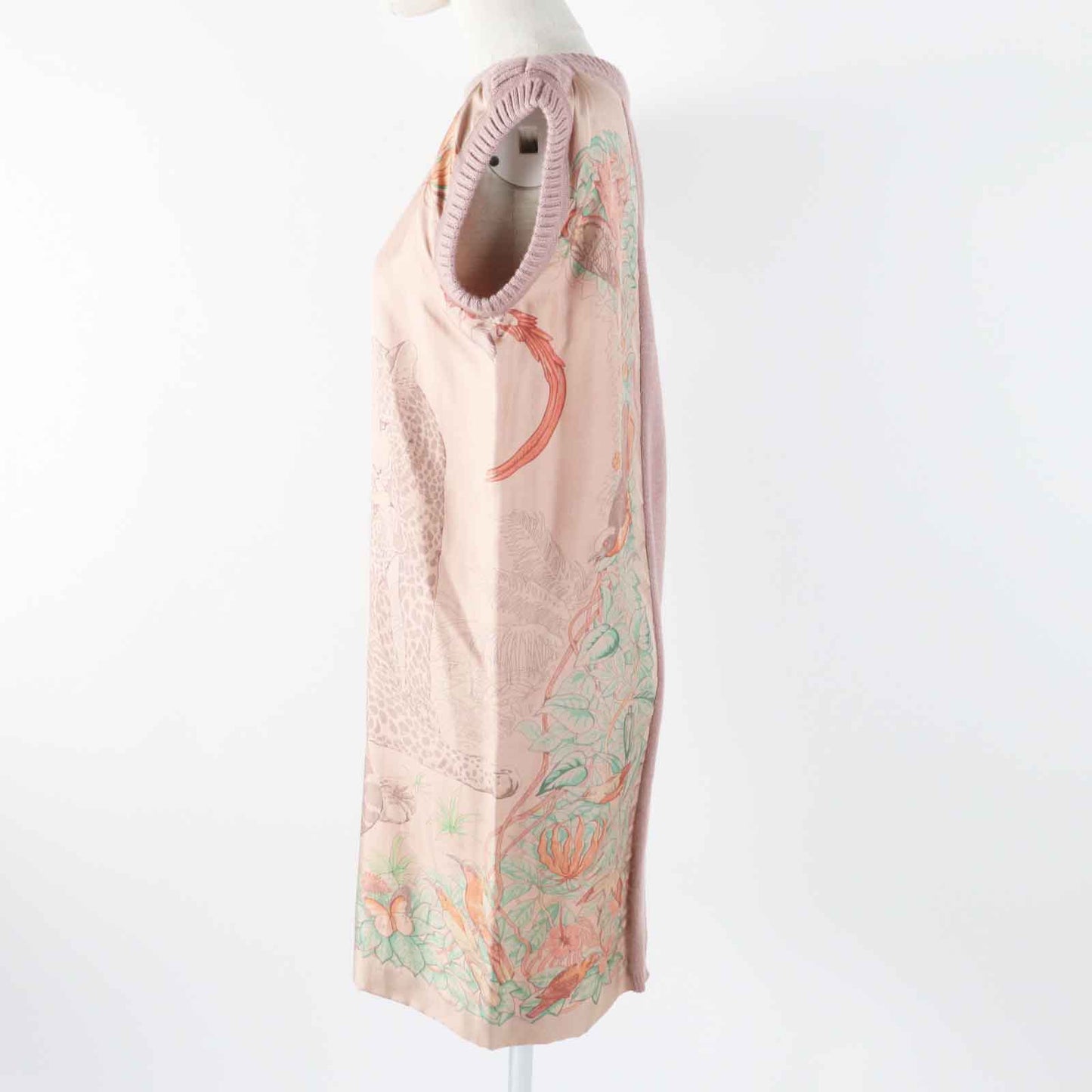 HERMES one piece Main: 100% silk, Main: 100% alpaca pink JUNGLE LOVE Women 36 Used