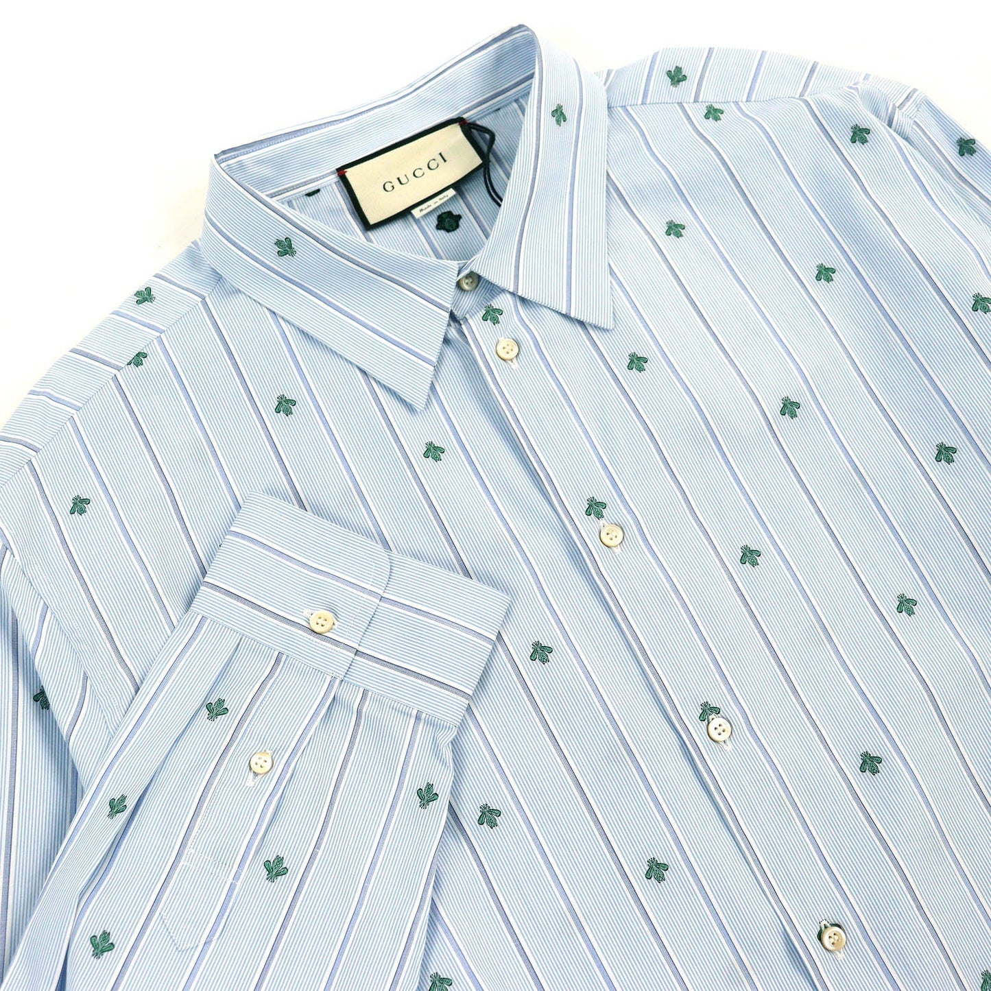 GUCCI Long sleeve shirt 574516 cotton Light Blue White Green