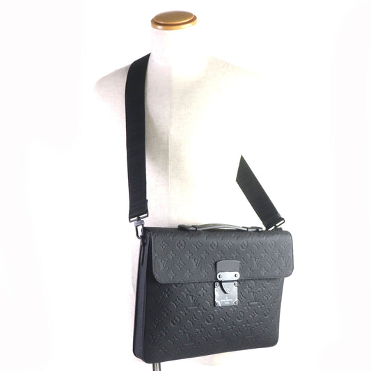 LOUIS VUITTON Briefcase M20835 Taurillon Clemence Leather black Monogram S lock briefcase