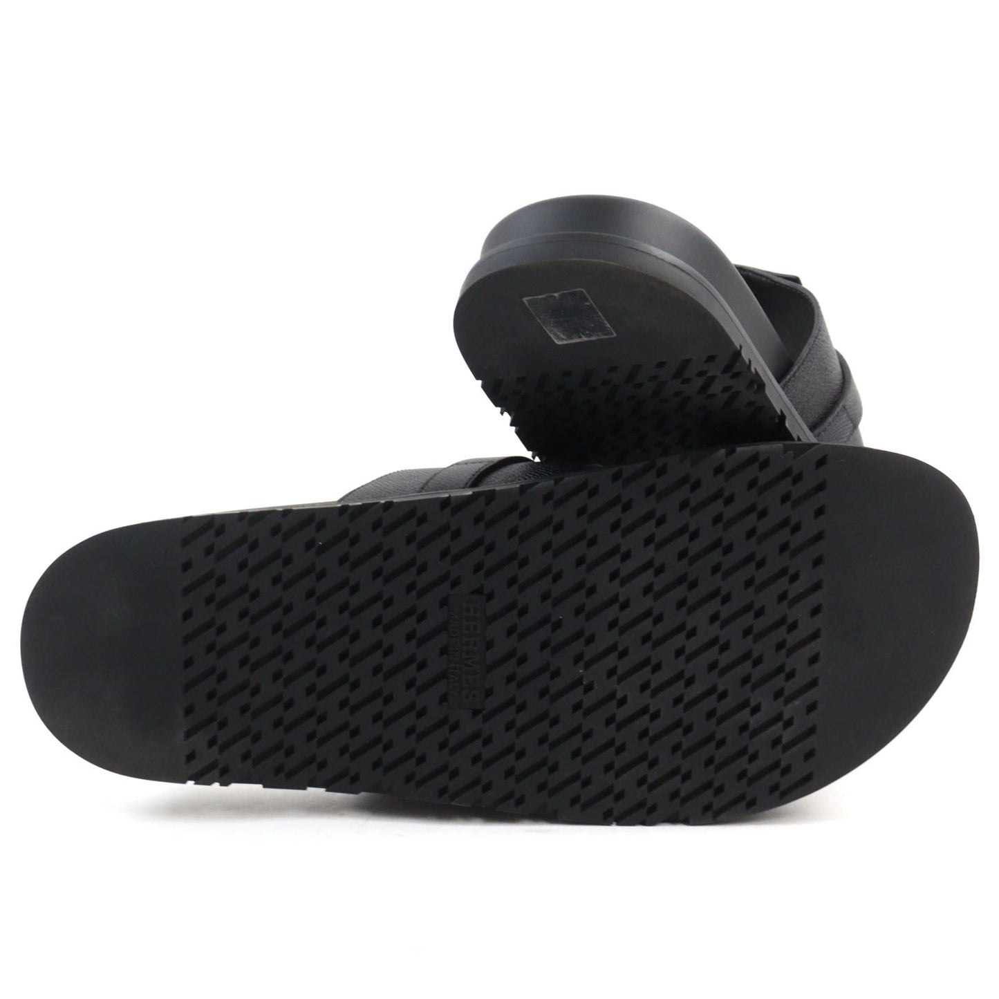 HERMES Sandals Epsom black Jackson 44