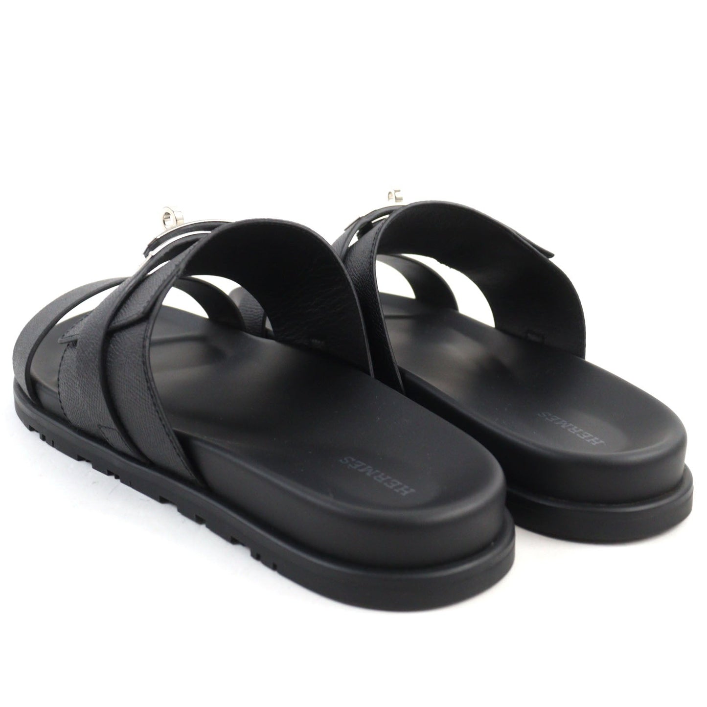 HERMES Sandals Epsom black Jackson 44