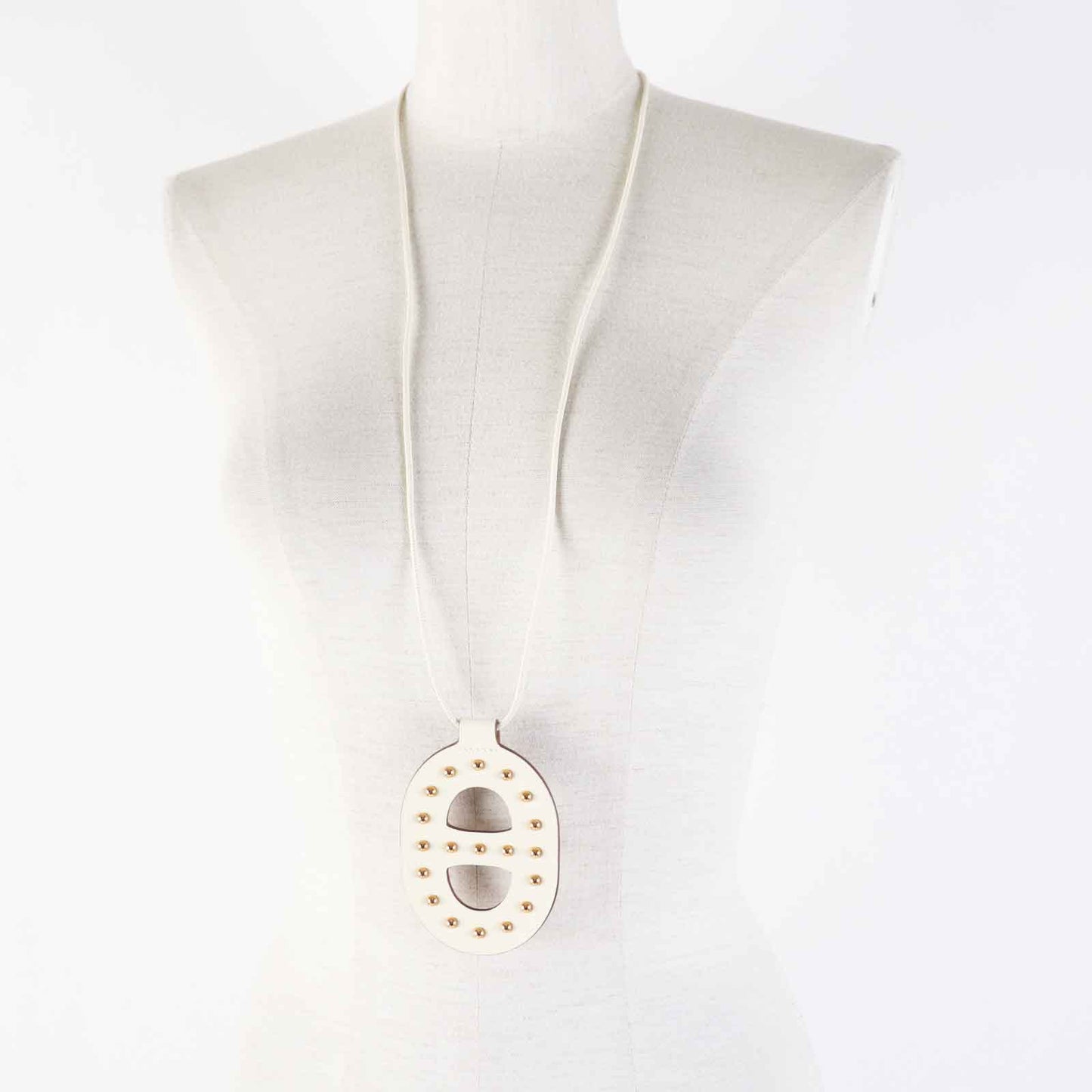 HERMES Necklace GMZ2021 Vaux Swift white Chene Dunkle GM
