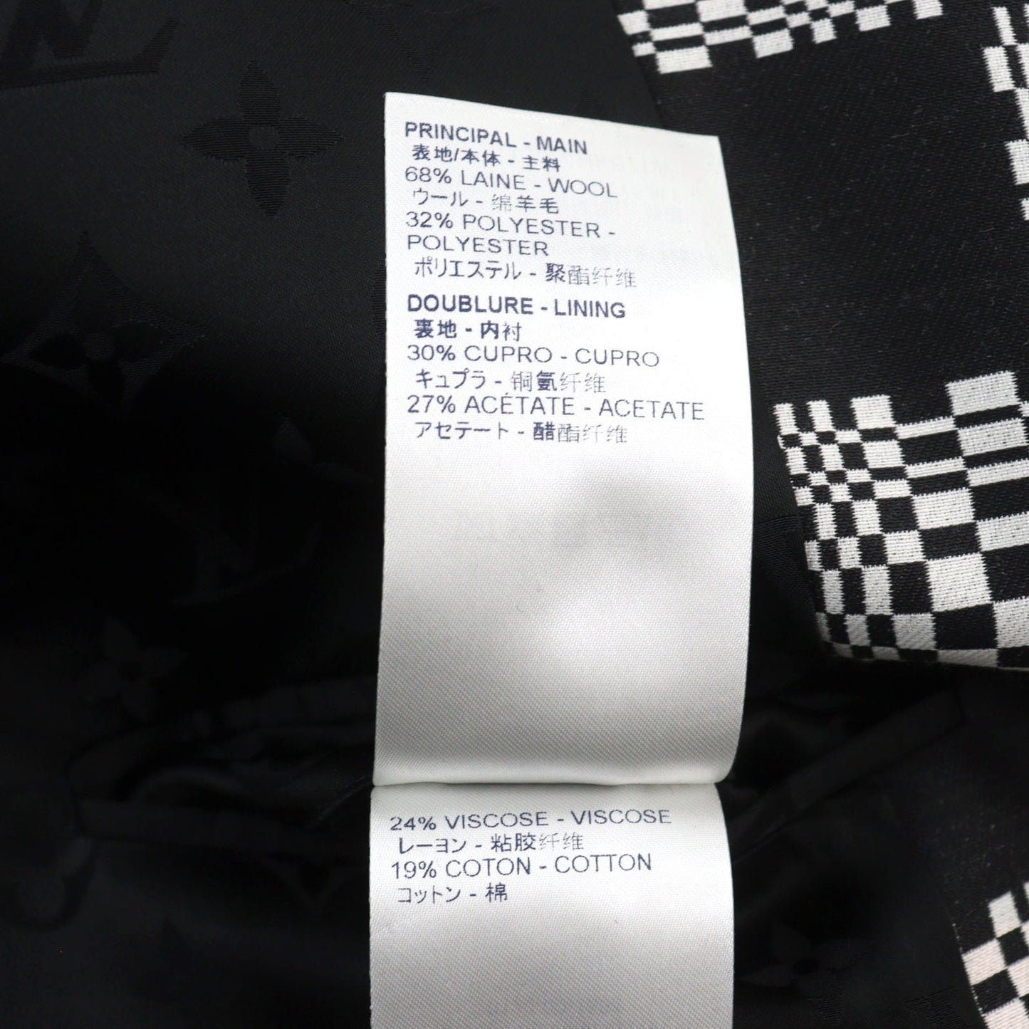 LOUIS VUITTON coat HKC71W wool Black White 52
