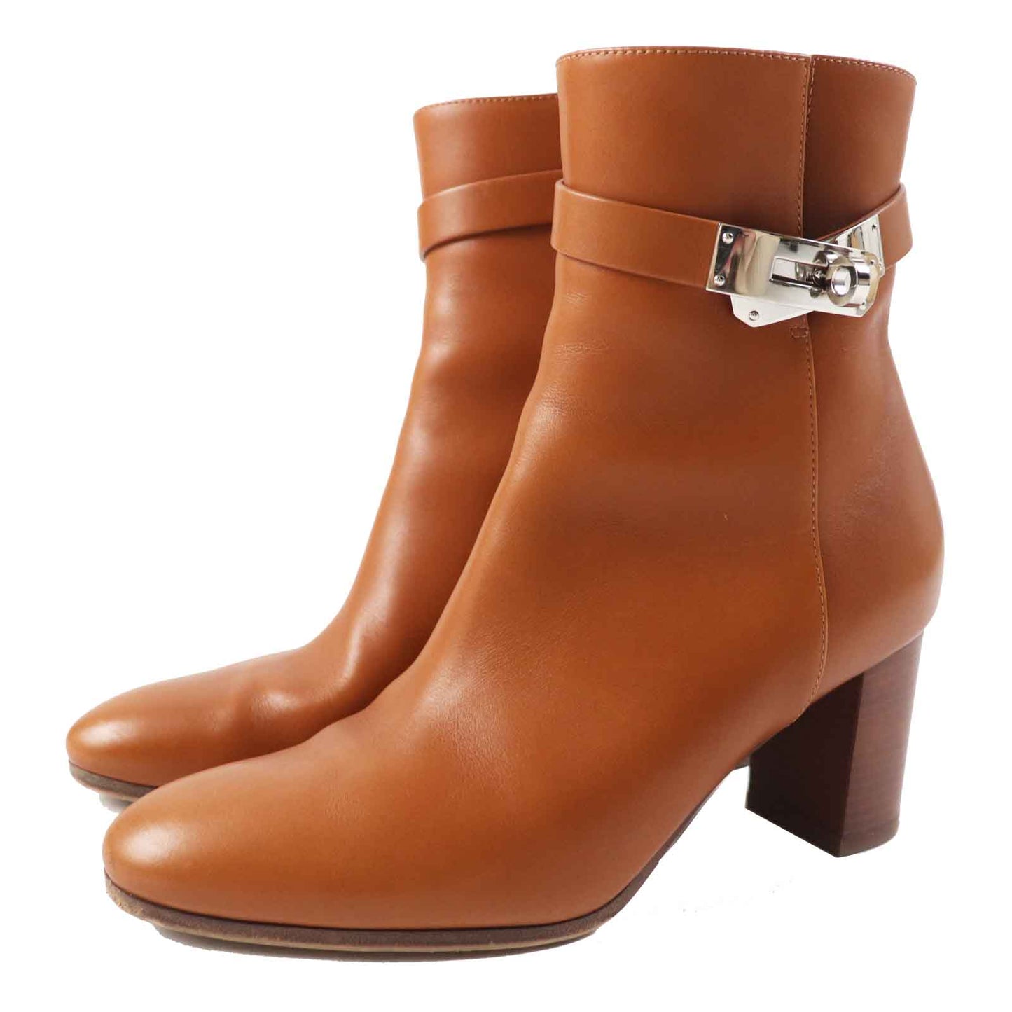 HERMES short boots leather Brown Saint Germain 37