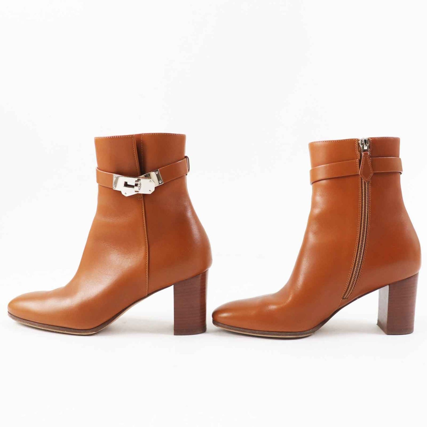 HERMES short boots leather Brown Saint Germain 37