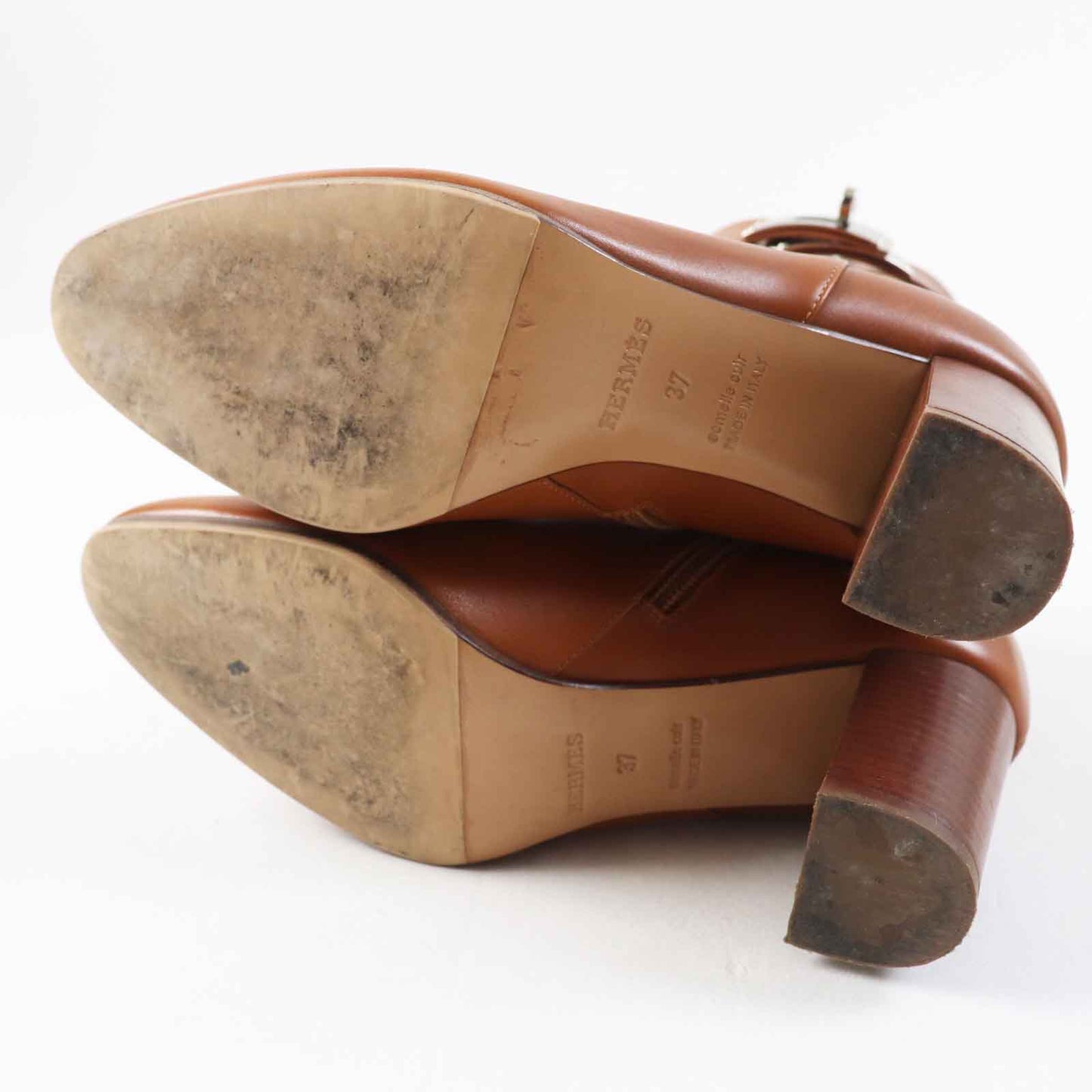 HERMES short boots leather Brown Saint Germain 37