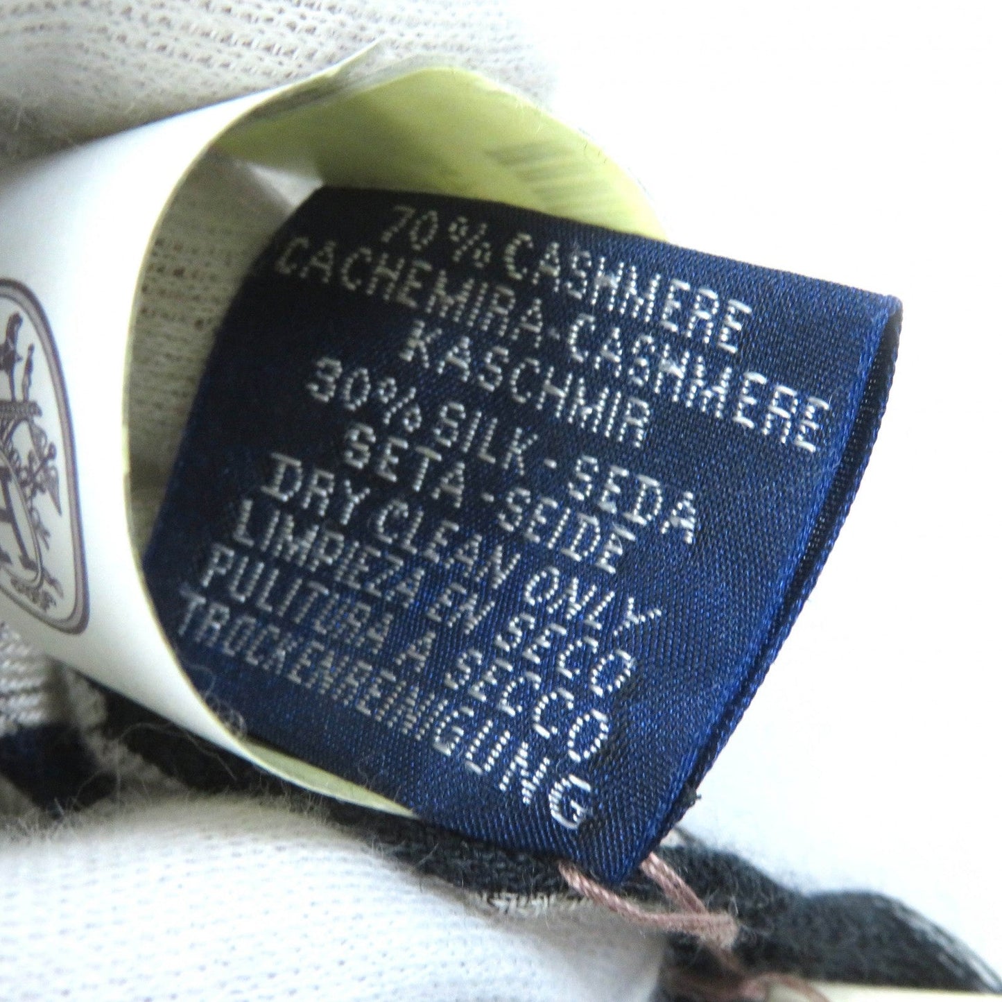 HERMES Stall 694134T cashmere NATUREL/ARDOISE/BORDE Rectangle Colliers de Chiens Imprimeur Fou