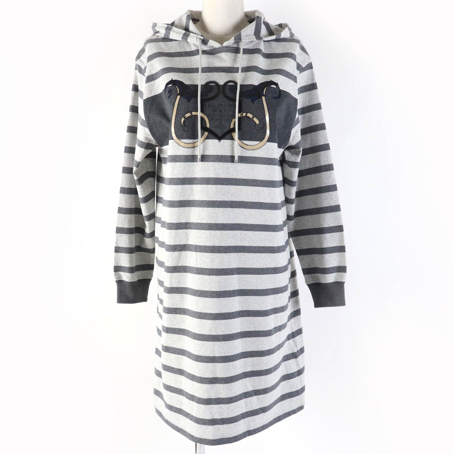 HERMES one piece Main: 100% cotton, part: 82% cotton, part: 16% nylon, part: 2% polyurethane gray Mariniere Women 34 Used