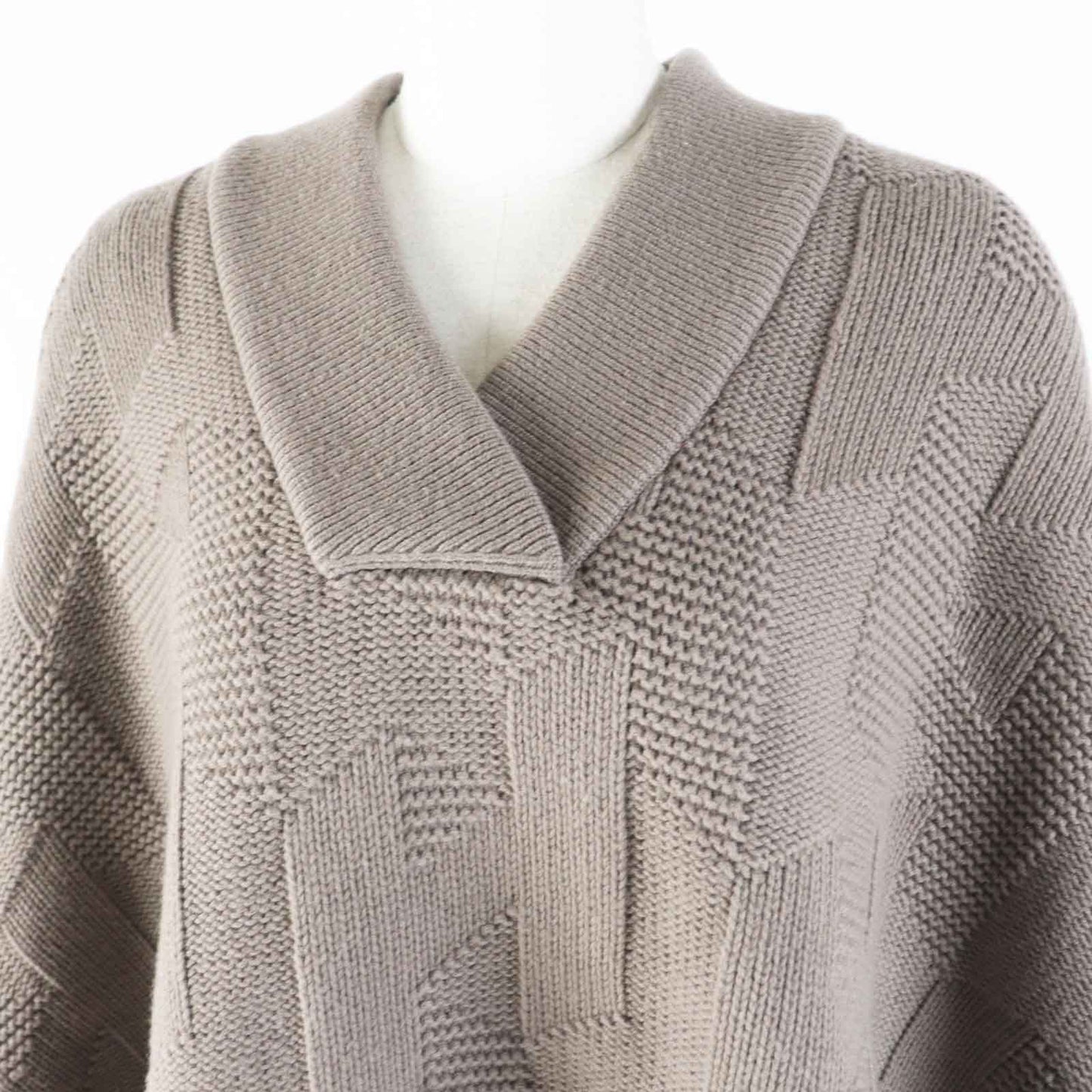 HERMES poncho 3H2602D4 Main: 100% wool, part: 95% wool, part: 5% nylon Brown type Women 34 Used