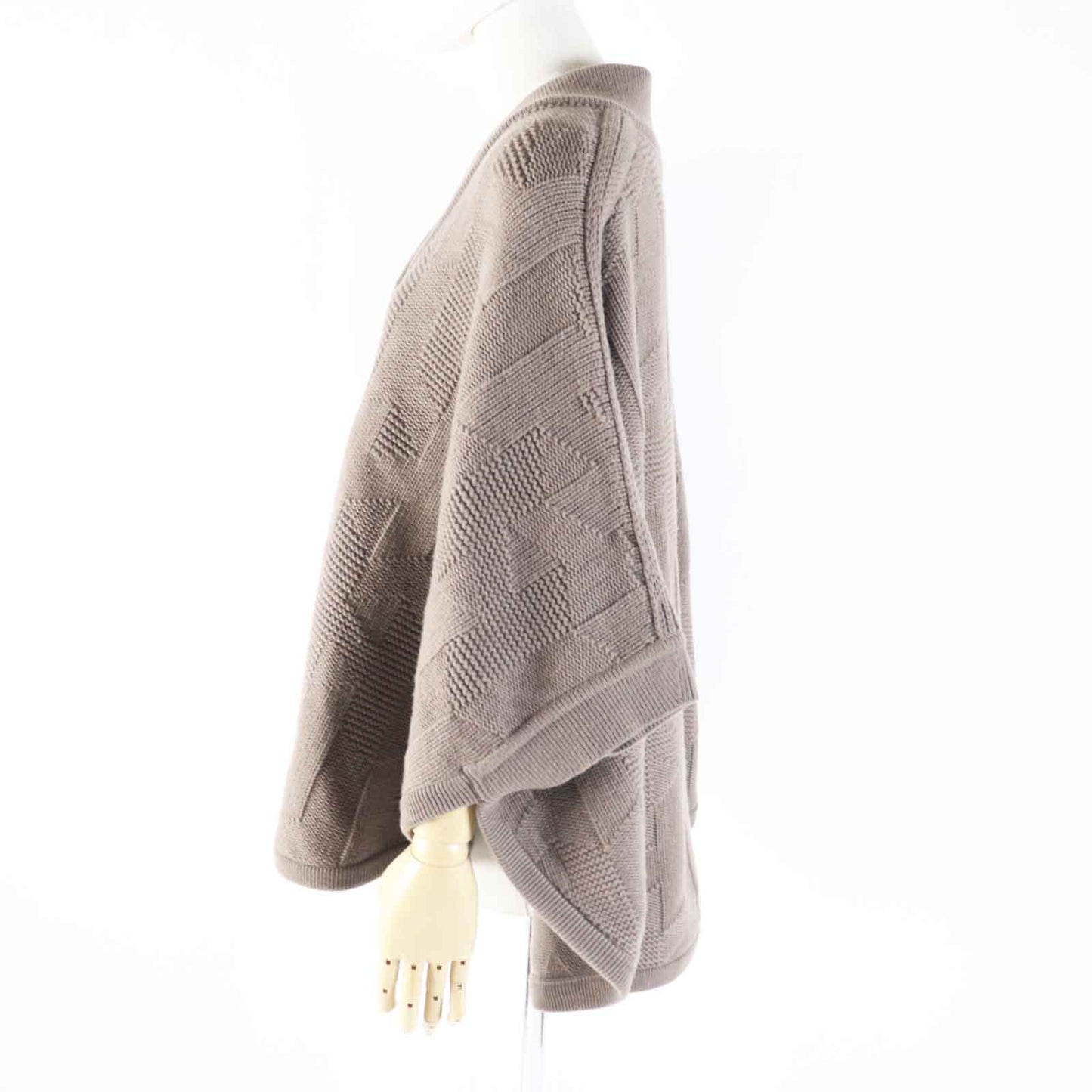 HERMES poncho 3H2602D4 Main: 100% wool, part: 95% wool, part: 5% nylon Brown type Women 34 Used