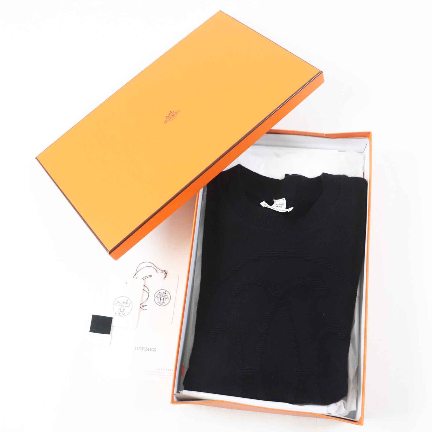 HERMES knit 4E2604D1 Main: 100% cashmere black Women 42 Used