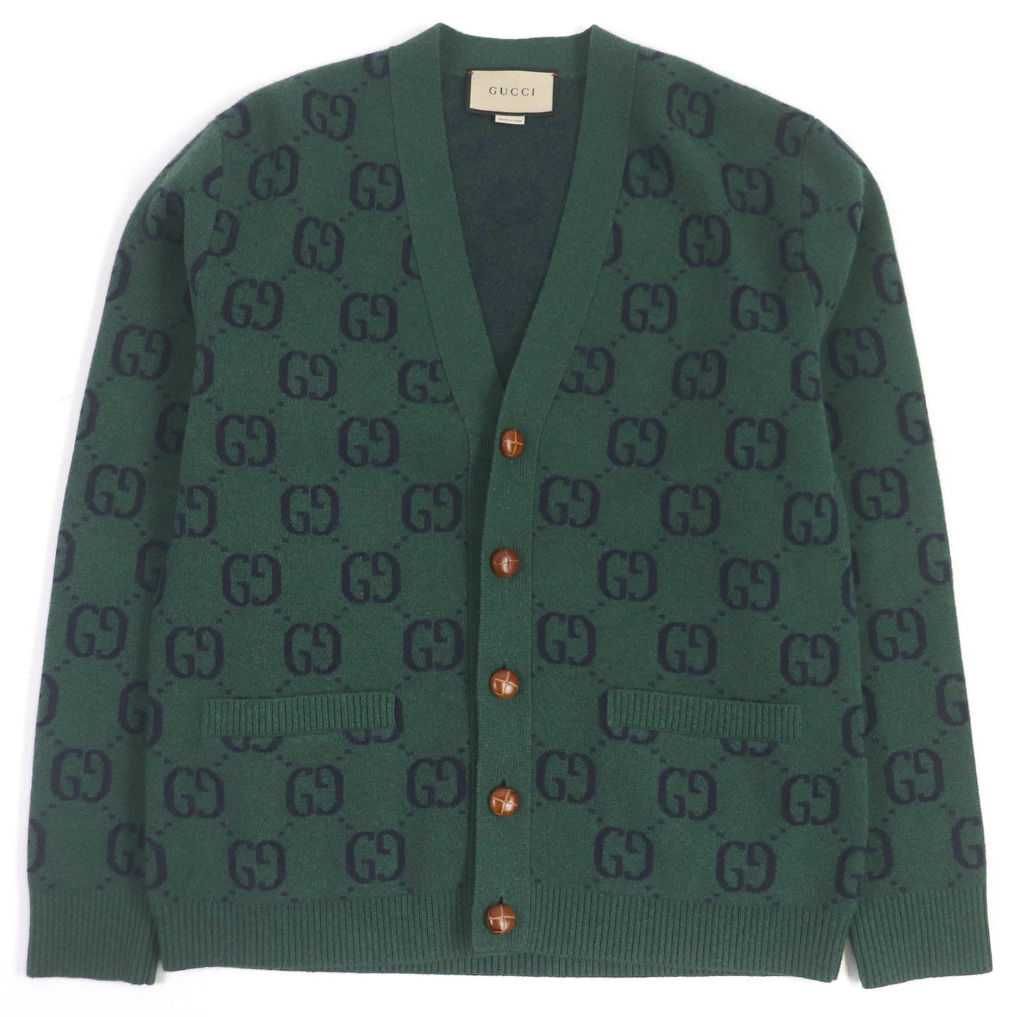 GUCCI cardigan 678939 Main: 100% wool, part: 94% wool, part: 5% nylon, part: 1% polyurethane green mens XS Used