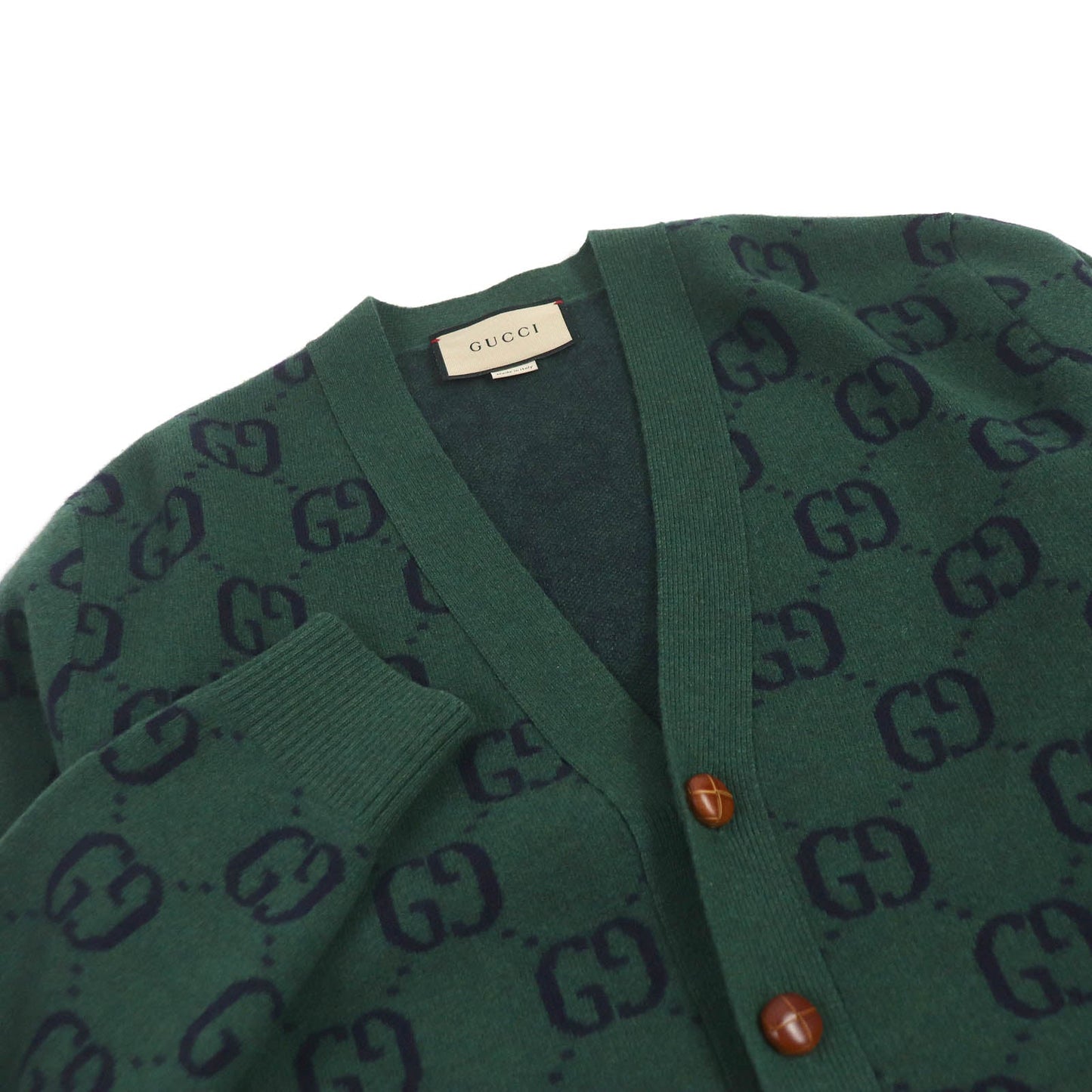 GUCCI cardigan 678939 Main: 100% wool, part: 94% wool, part: 5% nylon, part: 1% polyurethane green mens XS Used
