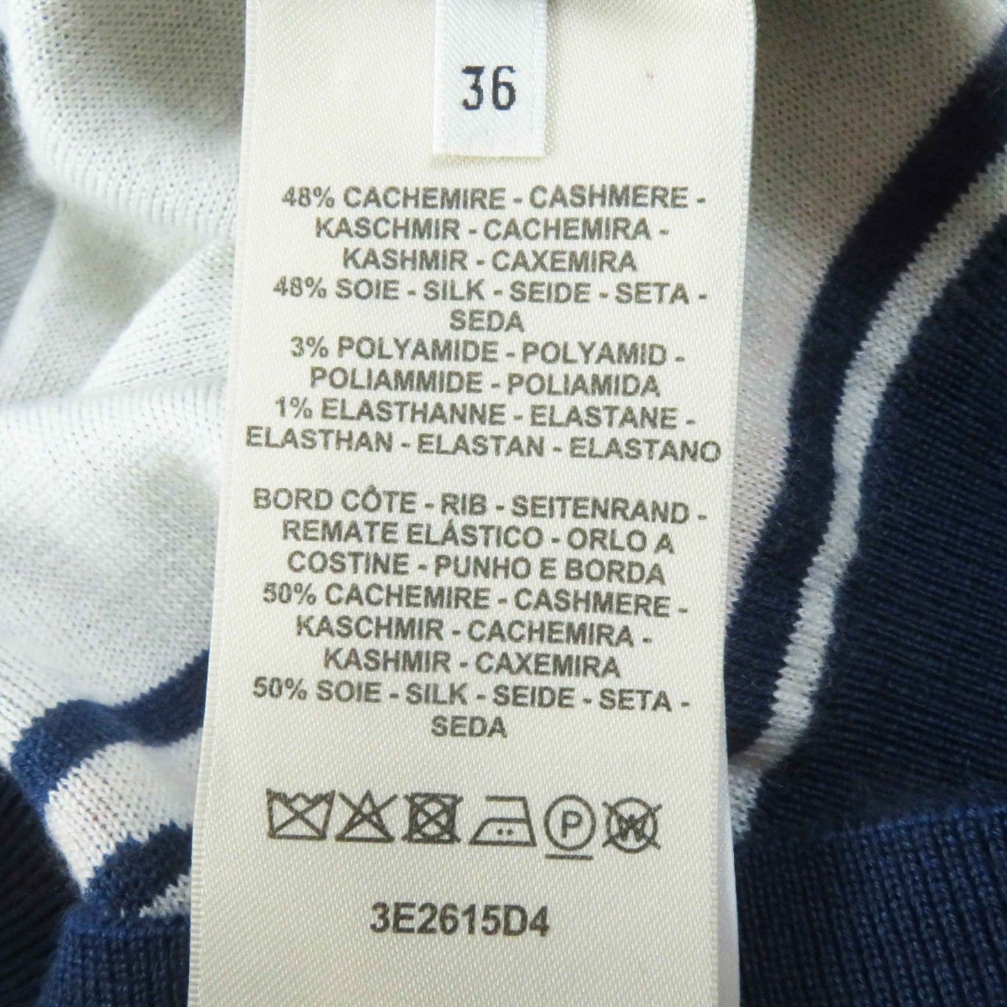 HERMES Short sleeve knit 3E2615D4 Main: 48% cashmere, Main: 48% silk, Main: 3% nylon, Main: 1% polyurethane, Part: 50% cashmere blue Canoe Women 36 Used