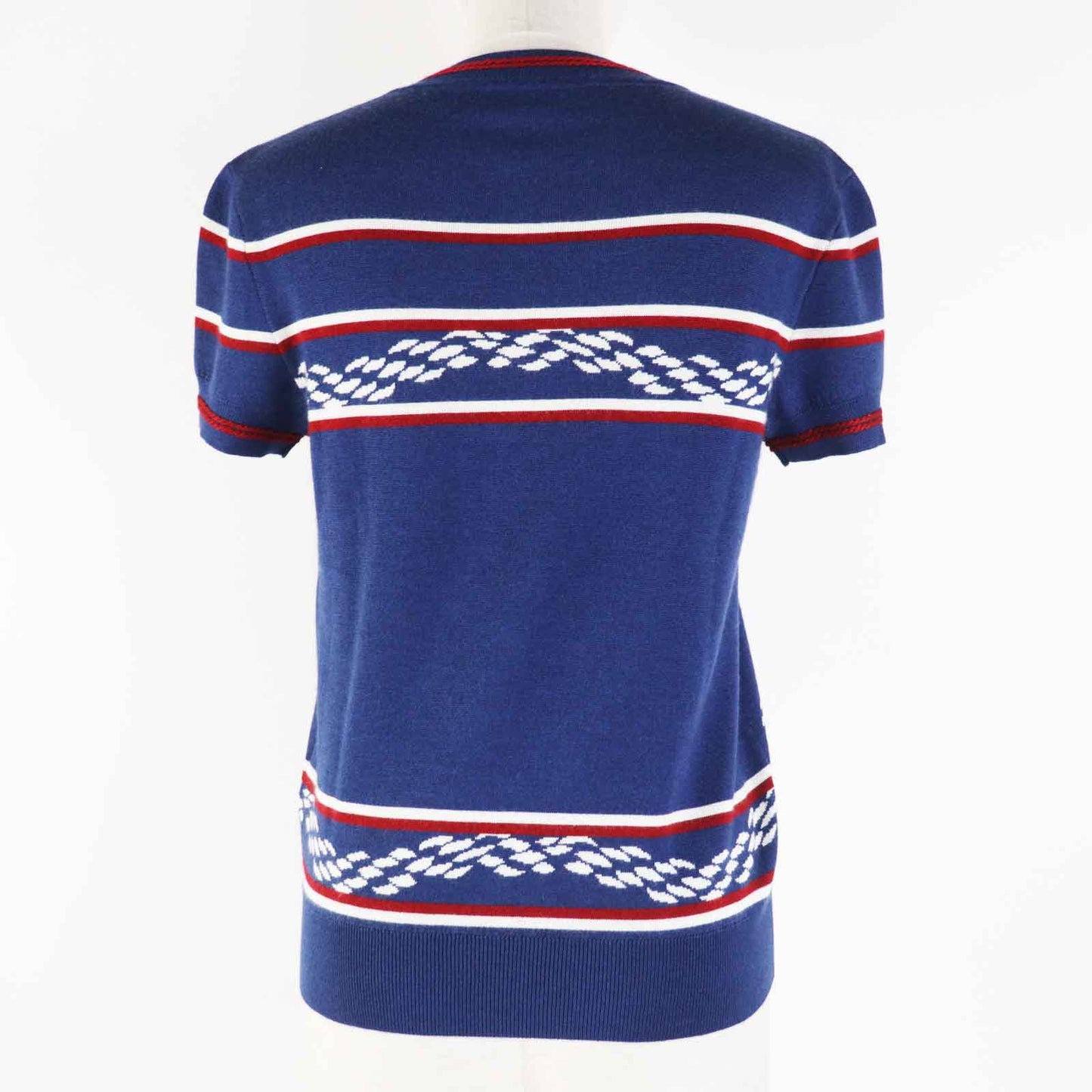 HERMES Short sleeve knit 3E2615D4 Main: 48% cashmere, Main: 48% silk, Main: 3% nylon, Main: 1% polyurethane, Part: 50% cashmere blue Canoe Women 36 Used
