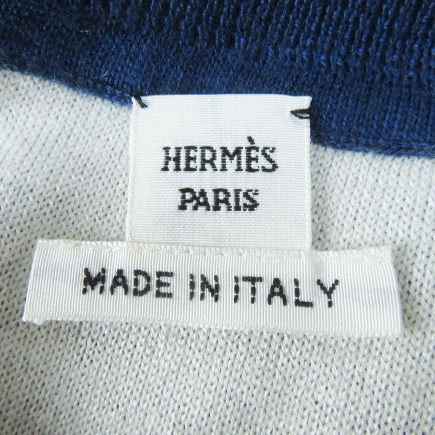 HERMES Short sleeve knit 3E2615D4 Main: 48% cashmere, Main: 48% silk, Main: 3% nylon, Main: 1% polyurethane, Part: 50% cashmere blue Canoe Women 36 Used