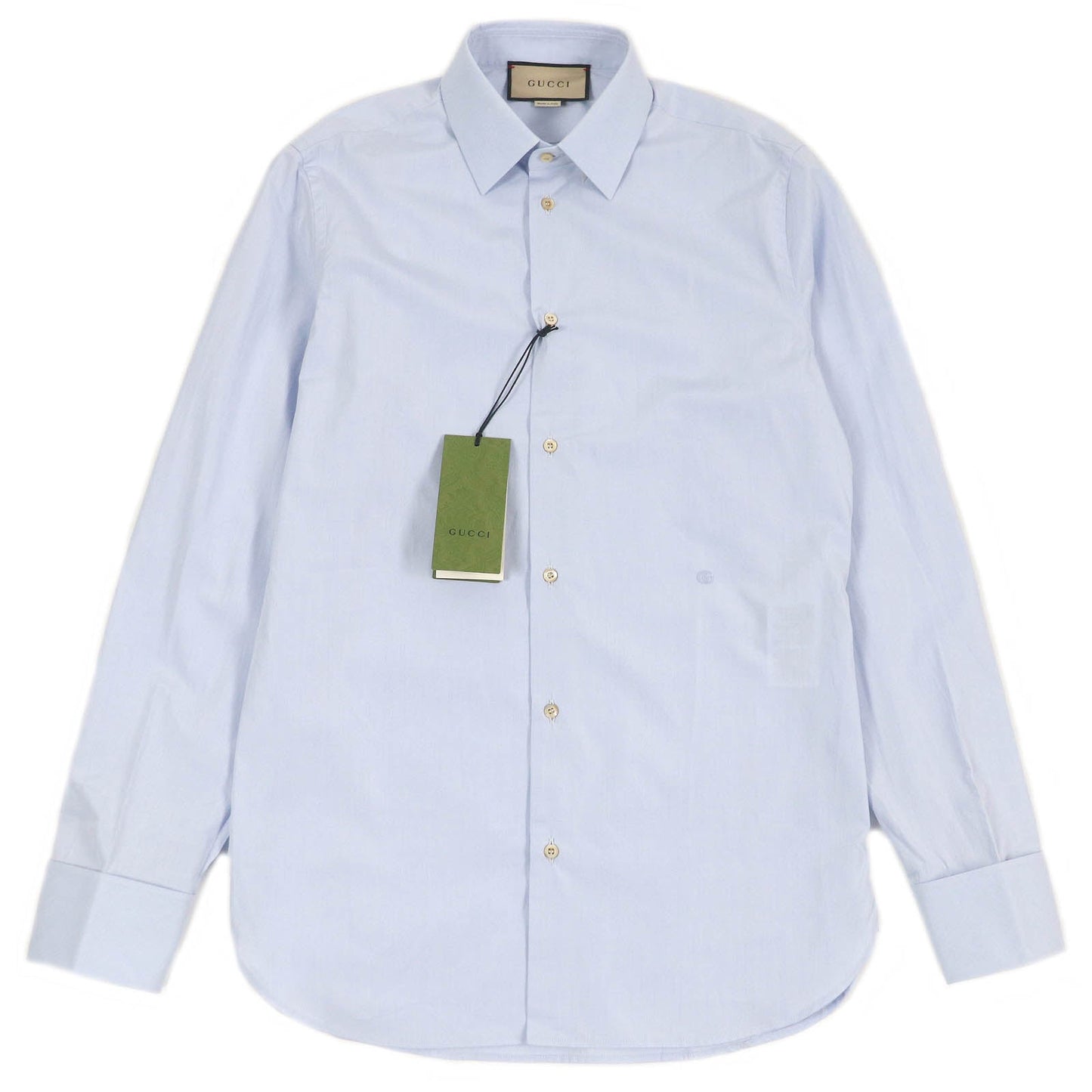 GUCCI Long sleeve shirt 699553 Main: 100% cotton, Part: 100% polyester Light blue mens 40 Used