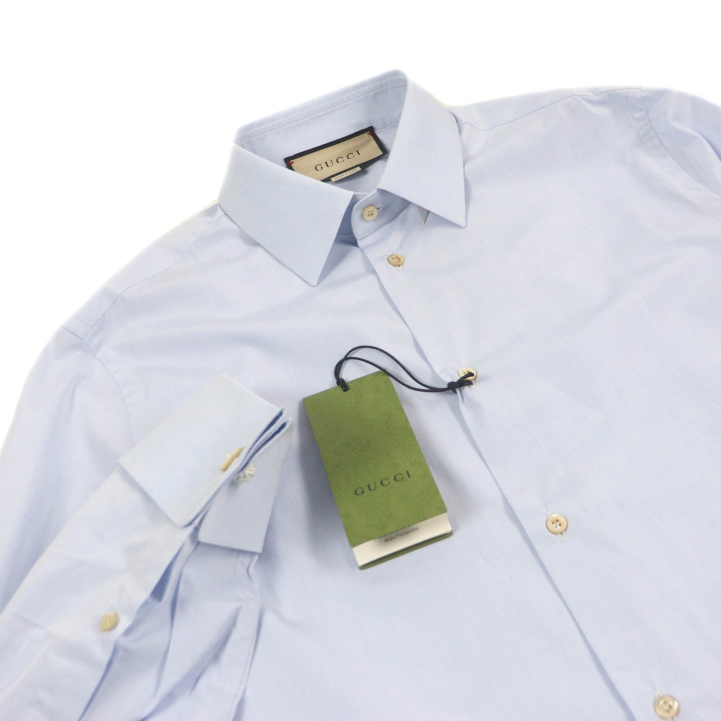 GUCCI Long sleeve shirt 699553 Main: 100% cotton, Part: 100% polyester Light blue mens 40 Used