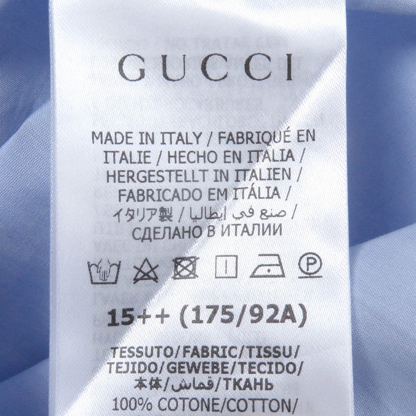 GUCCI Long sleeve shirt 699553 Main: 100% cotton, Part: 100% polyester Light blue mens 40 Used
