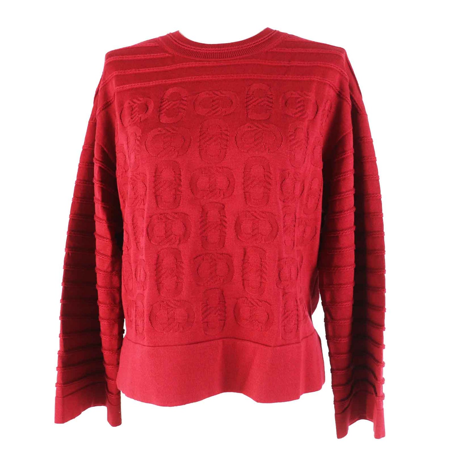 HERMES knit 3E2614D3 Outer: 57% silk, Outer: 43% cotton, Part: 55% silk, Part: 41% cotton, Part: 3% nylon Bordeaux Women 38 Used
