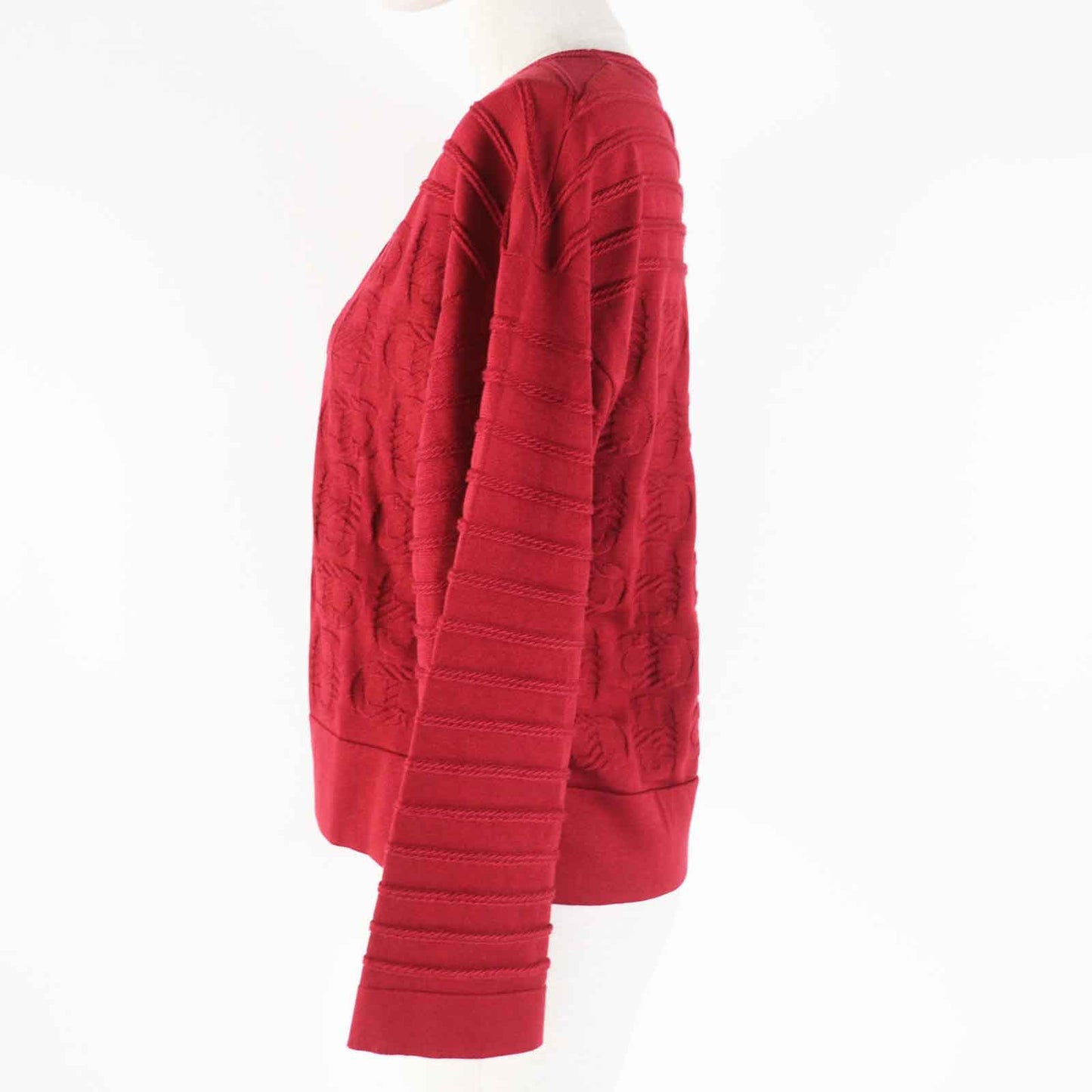 HERMES knit 3E2614D3 Outer: 57% silk, Outer: 43% cotton, Part: 55% silk, Part: 41% cotton, Part: 3% nylon Bordeaux Women 38 Used