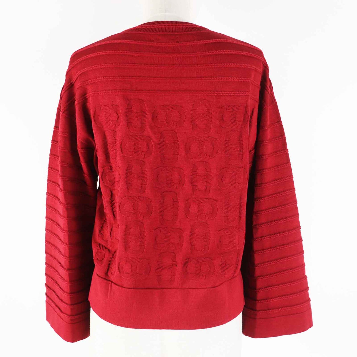 HERMES knit 3E2614D3 Outer: 57% silk, Outer: 43% cotton, Part: 55% silk, Part: 41% cotton, Part: 3% nylon Bordeaux Women 38 Used