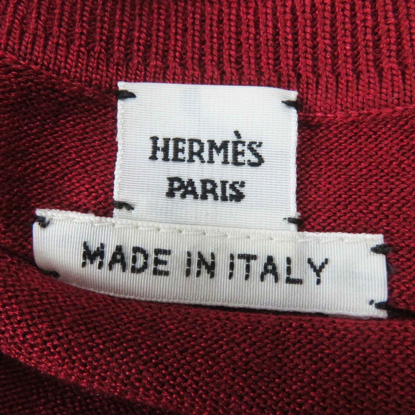 HERMES knit 3E2614D3 Outer: 57% silk, Outer: 43% cotton, Part: 55% silk, Part: 41% cotton, Part: 3% nylon Bordeaux Women 38 Used