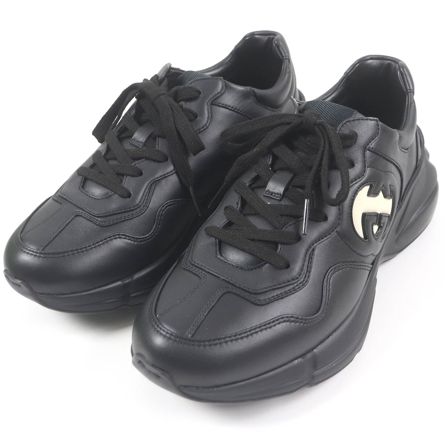 GUCCI sneakers 757857 Main: Leather black mens 7 1/2 Used