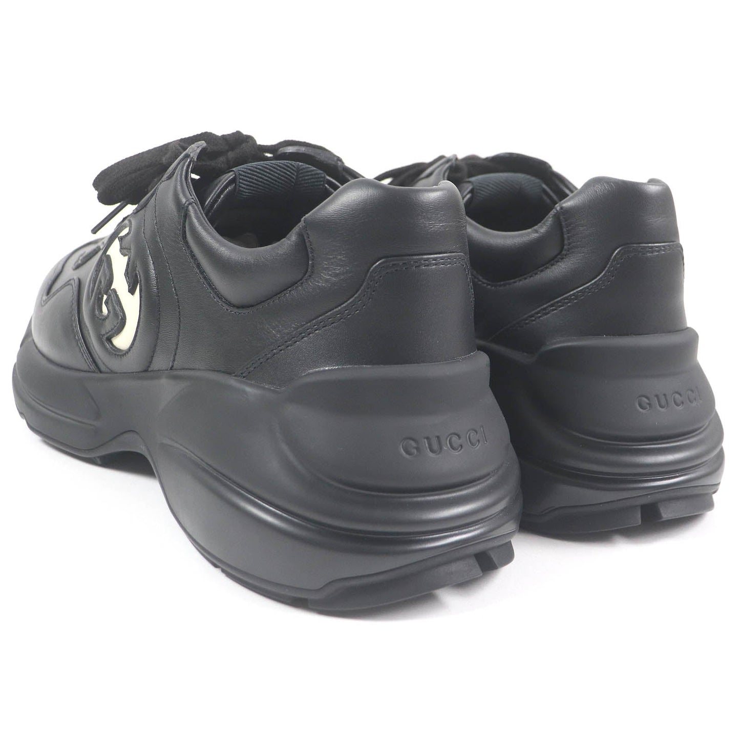 GUCCI sneakers 757857 Main: Leather black mens 7 1/2 Used