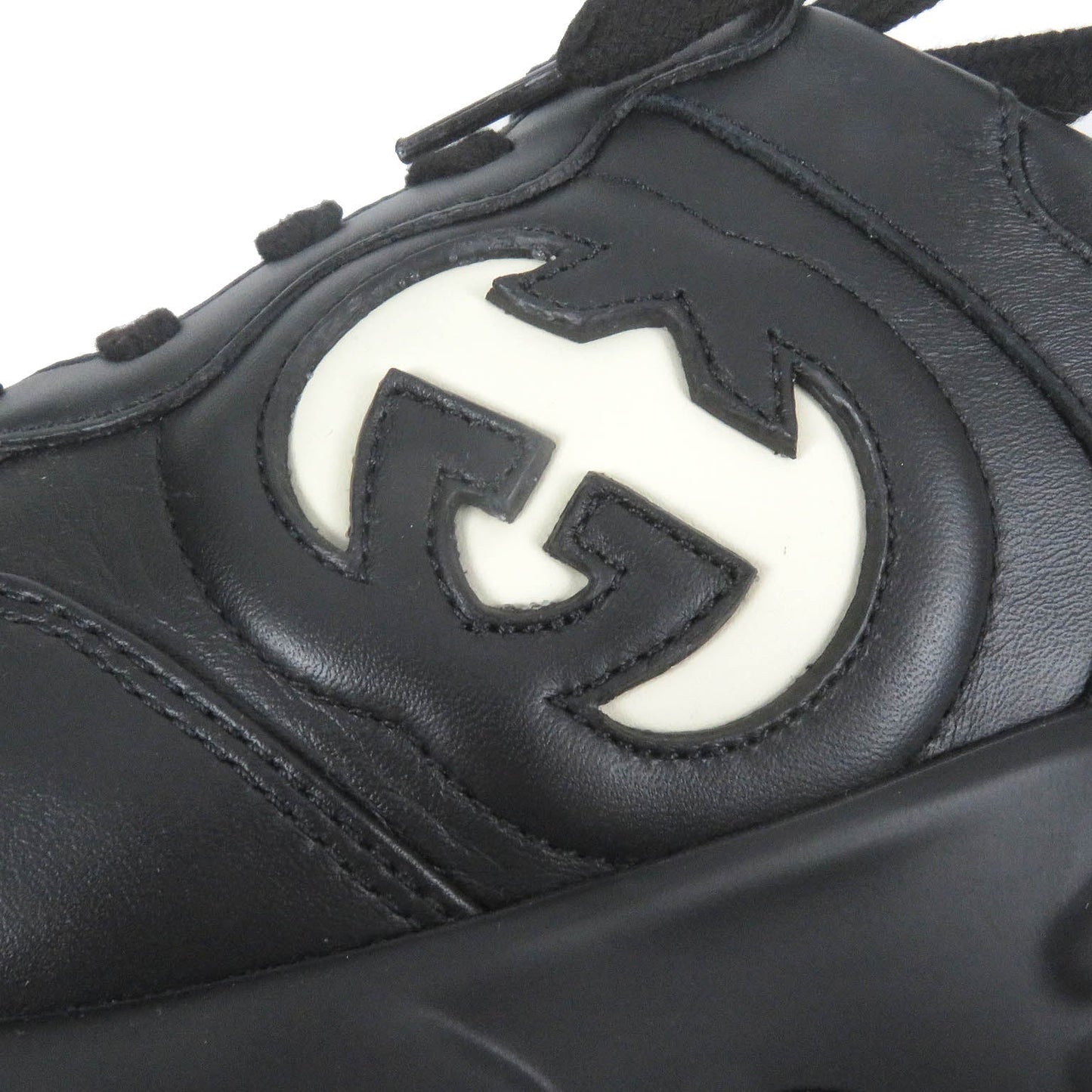 GUCCI sneakers 757857 Main: Leather black mens 7 1/2 Used