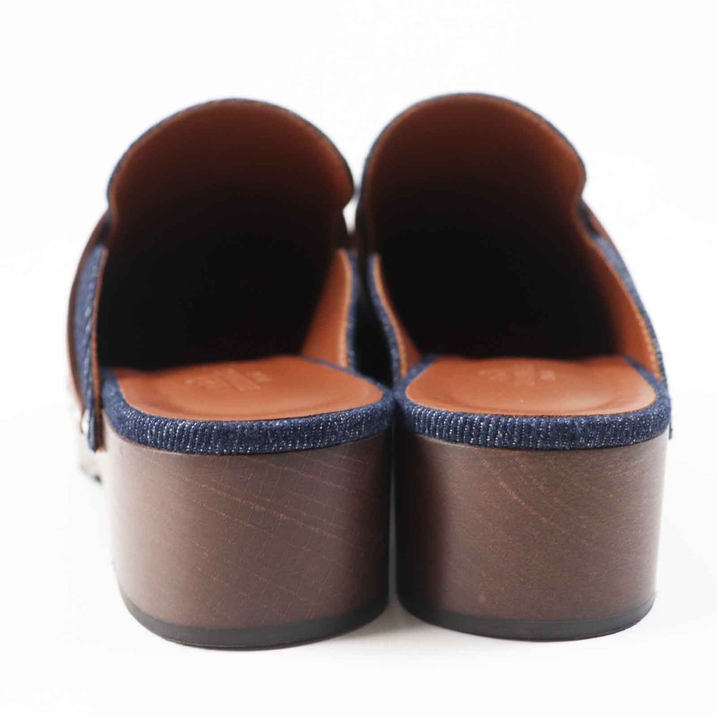 HERMES Sandals Main: Denim, Part: Leather, Part: Wood Indigo blue Carlotta Women 35 Used