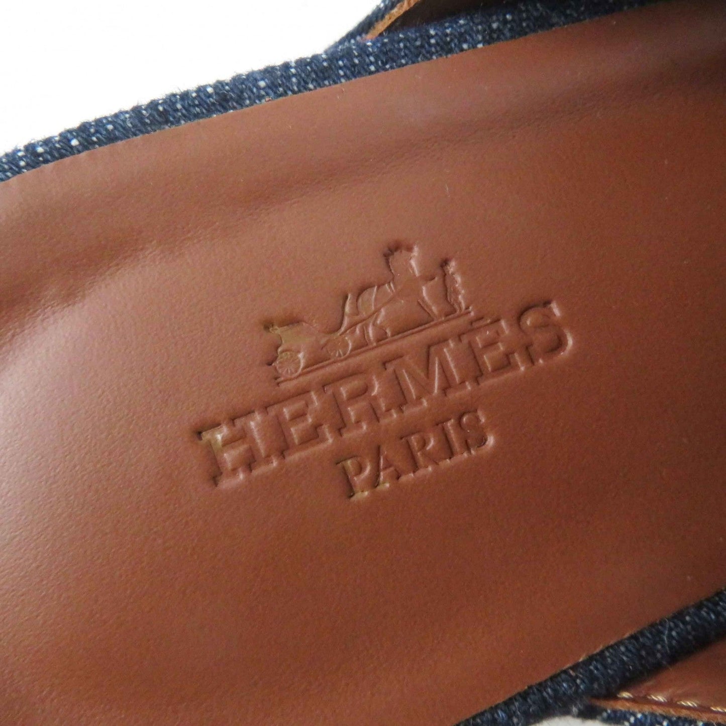 HERMES Sandals Main: Denim, Part: Leather, Part: Wood Indigo blue Carlotta Women 35 Used