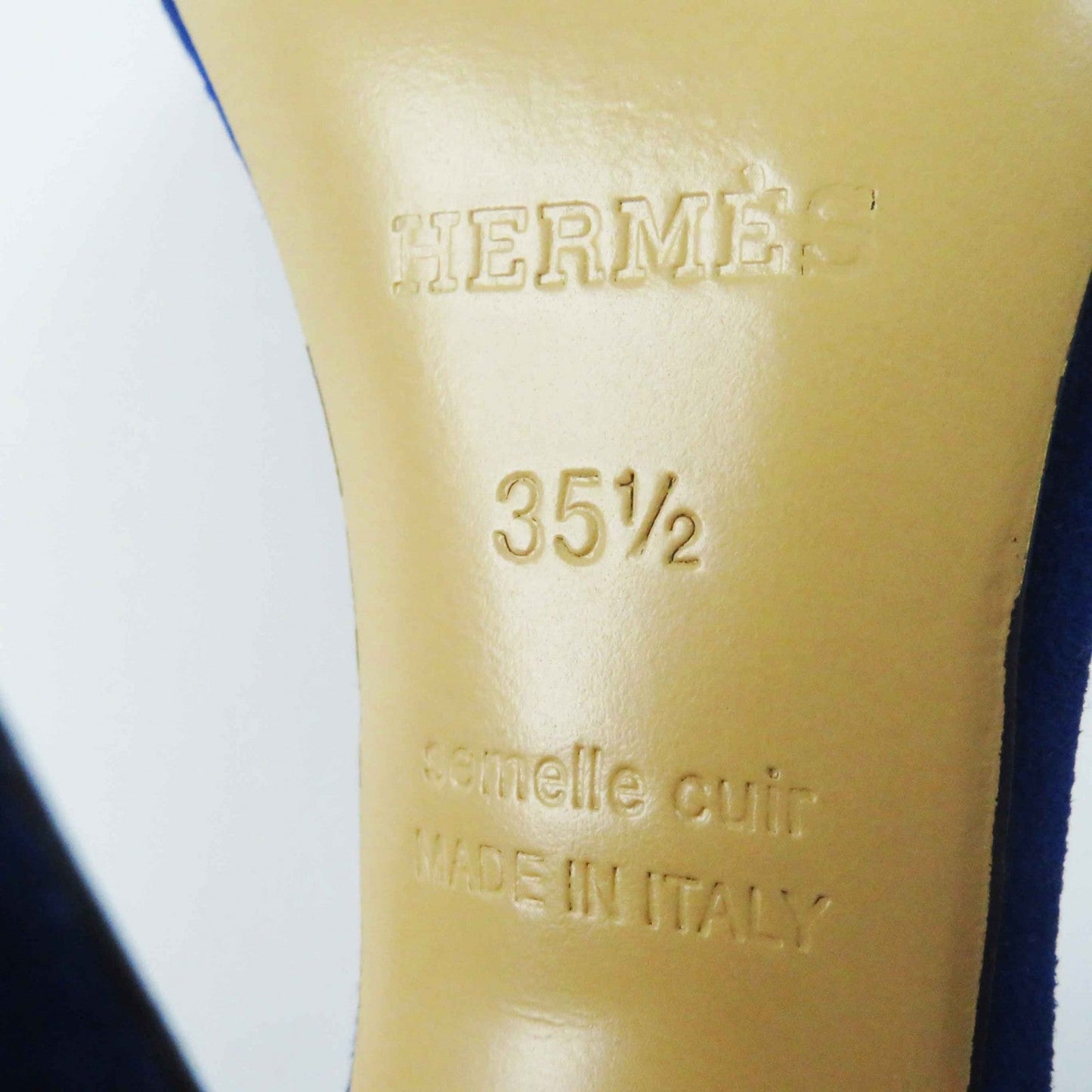 HERMES Sandals Main: Suede leather blue Women 35 1/2 Used