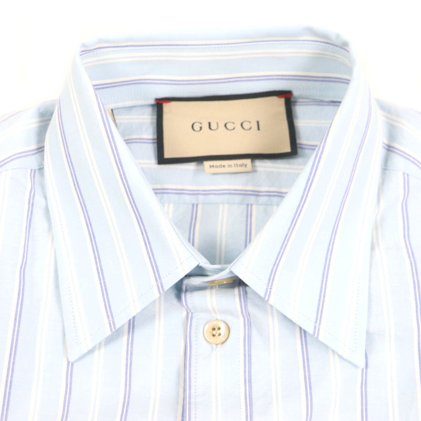 GUCCI Long sleeve shirt 703396 Main: 100% cotton, Part: 100% polyester Light blue stripe mens 38|15 Used