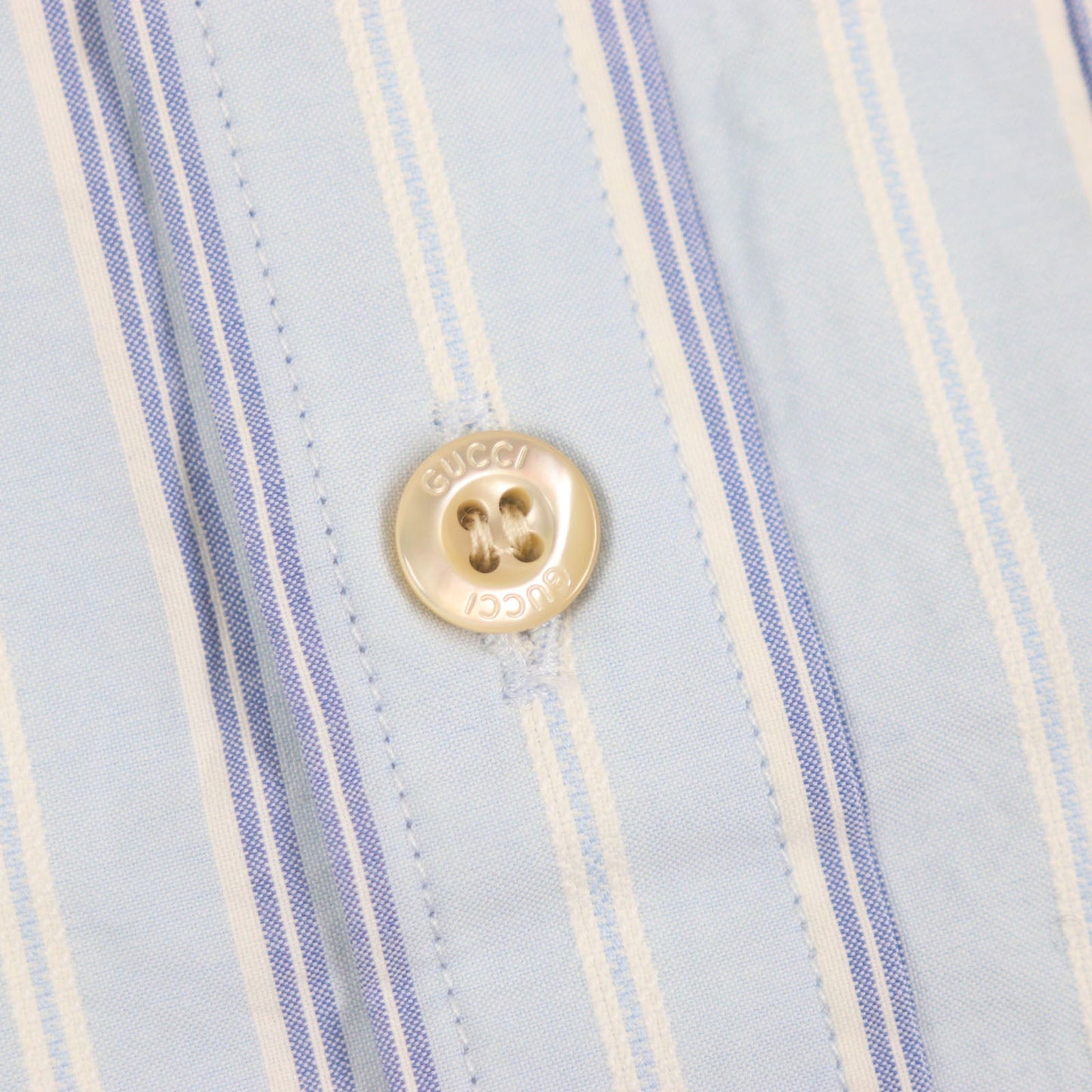 GUCCI Long sleeve shirt 703396 Main: 100% cotton, Part: 100% polyester Light blue stripe mens 38|15 Used