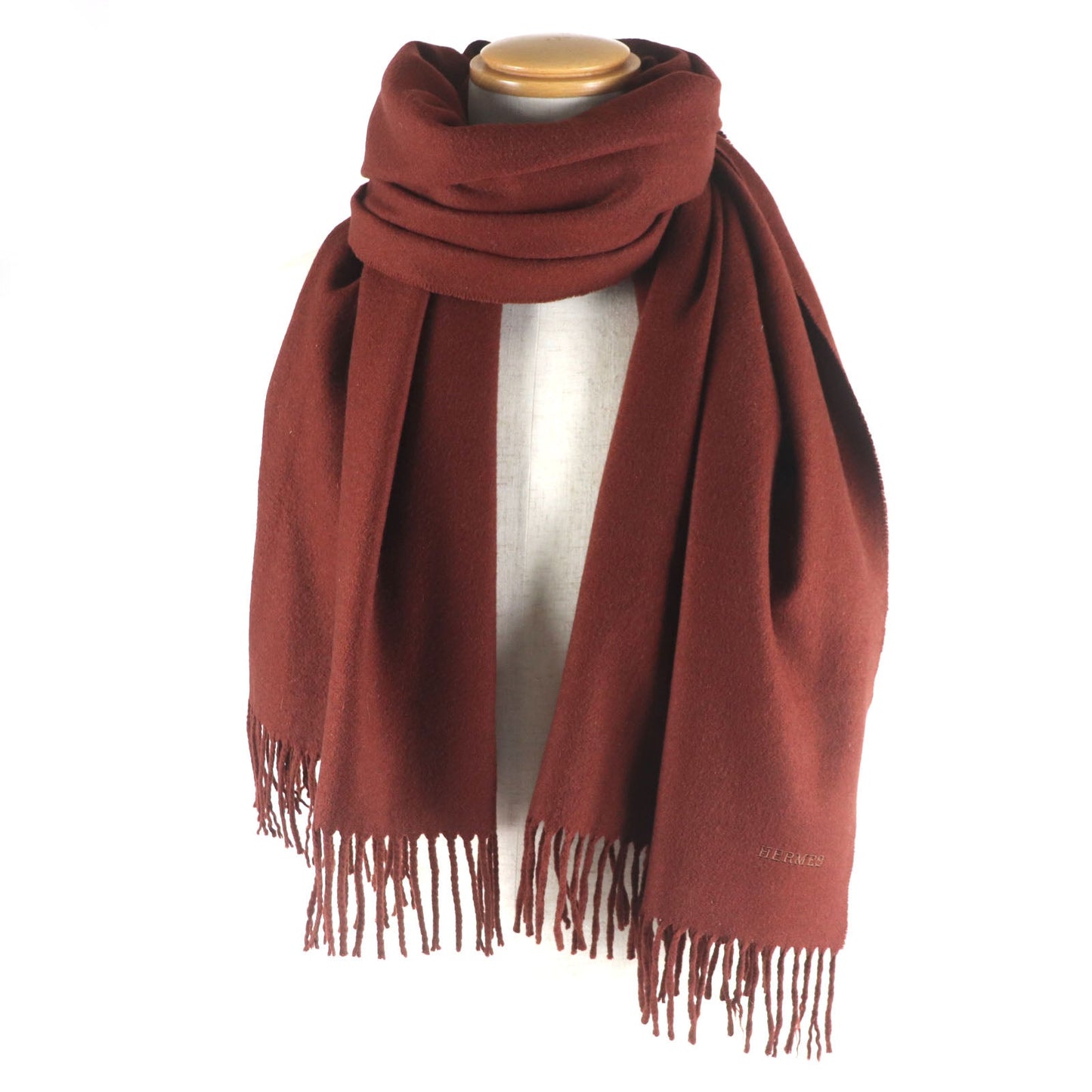 HERMES Scarf Main: 100% cashmere Red brown mens Used