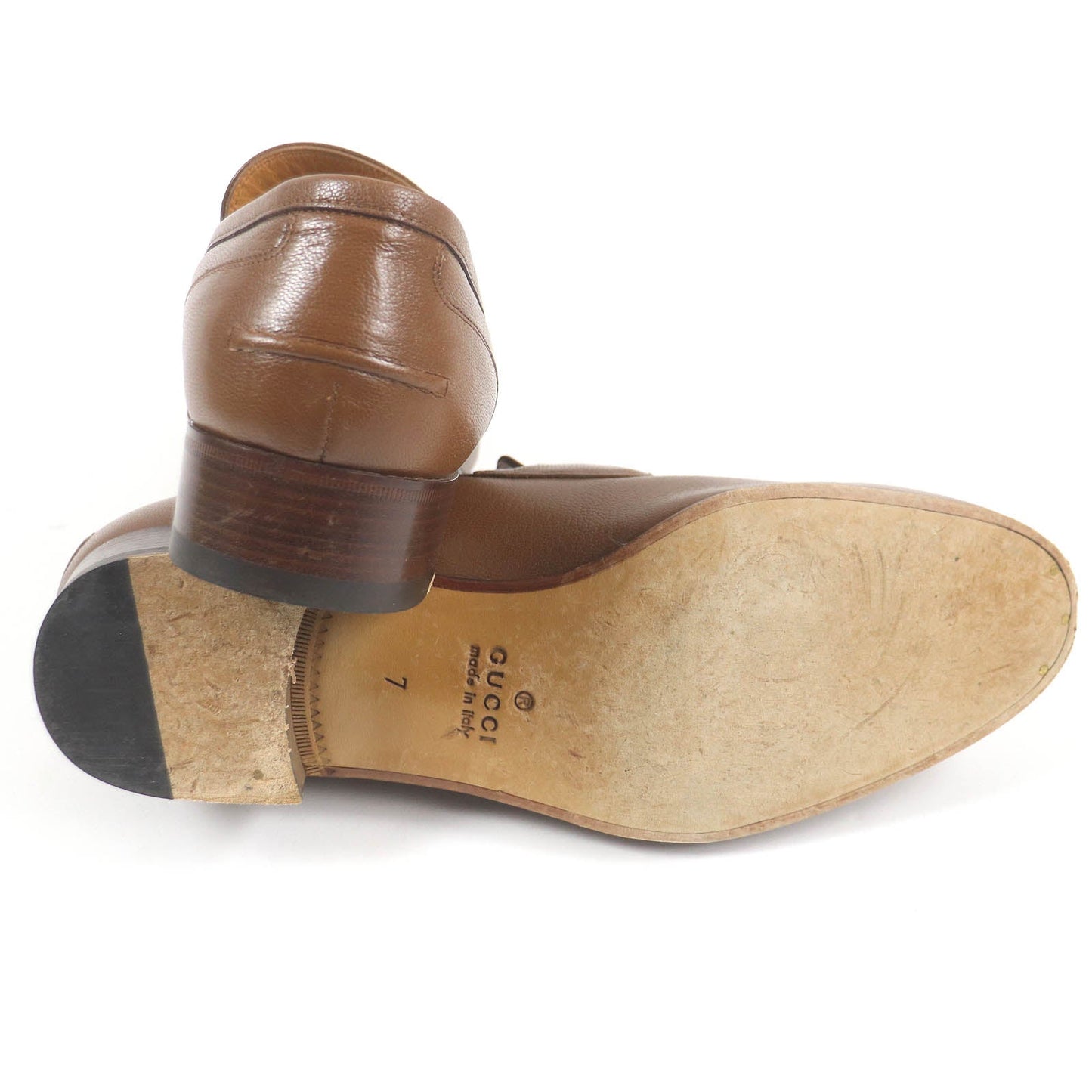 GUCCI loafers 655579 Main: Leather Brown mens 7 Used