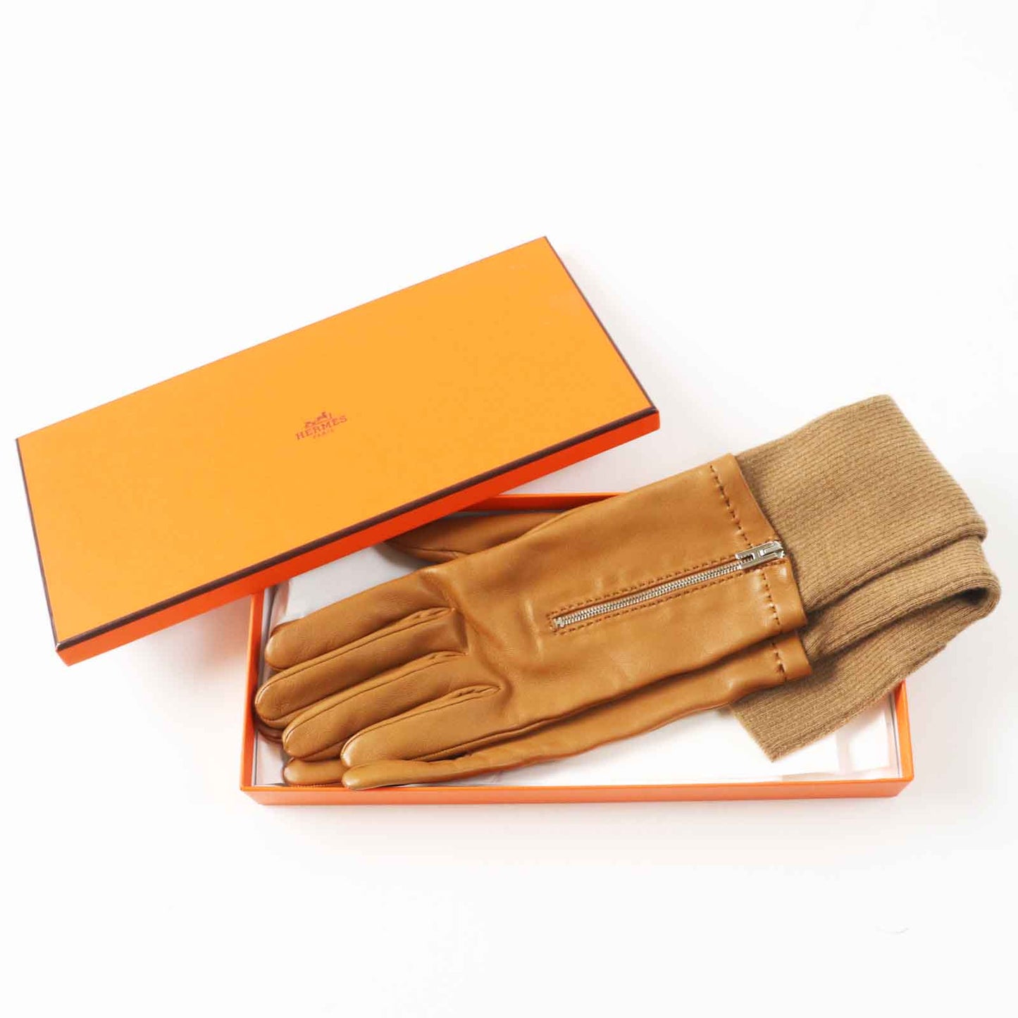 HERMES gloves Lamb leather gold 7.5