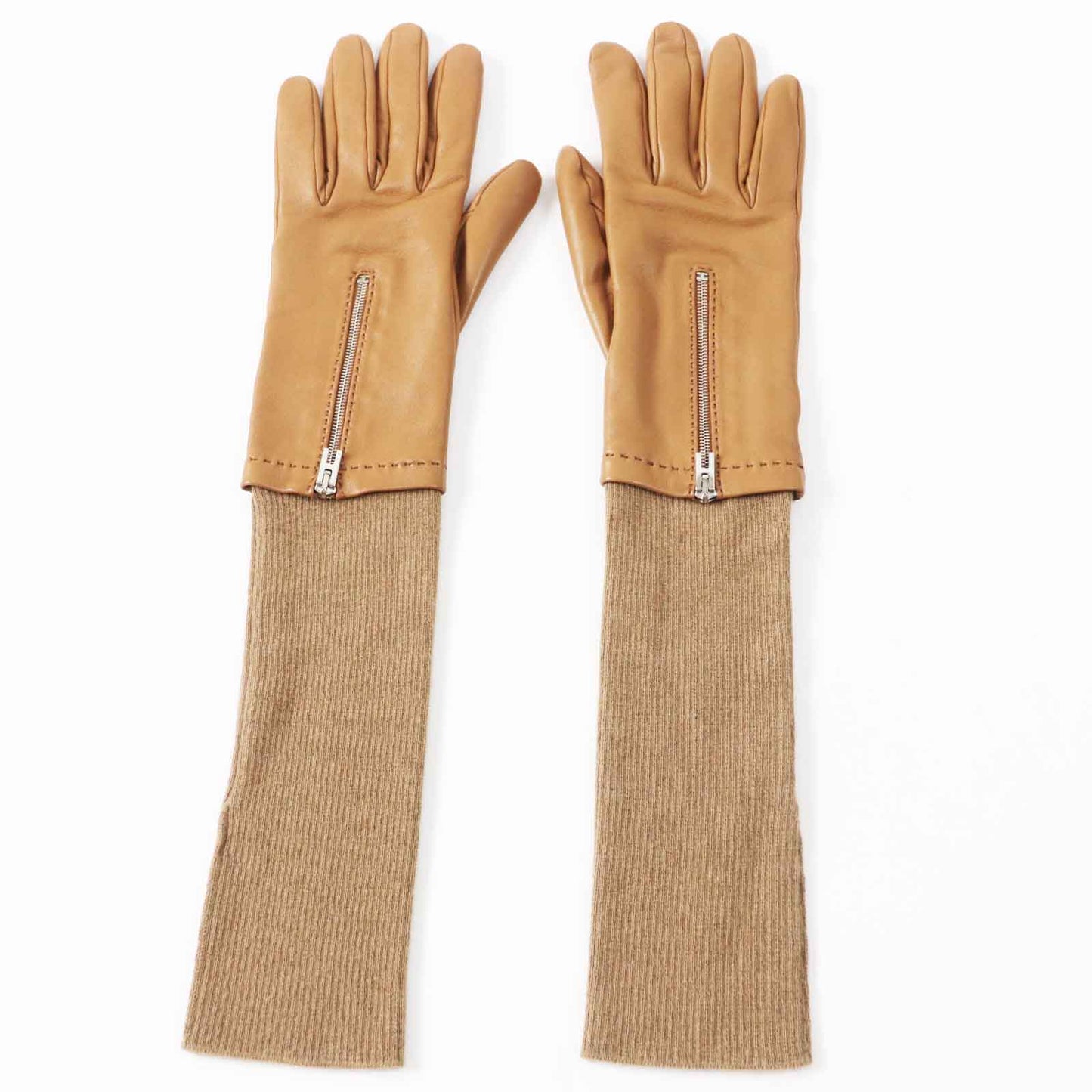 HERMES gloves Lamb leather gold 7.5